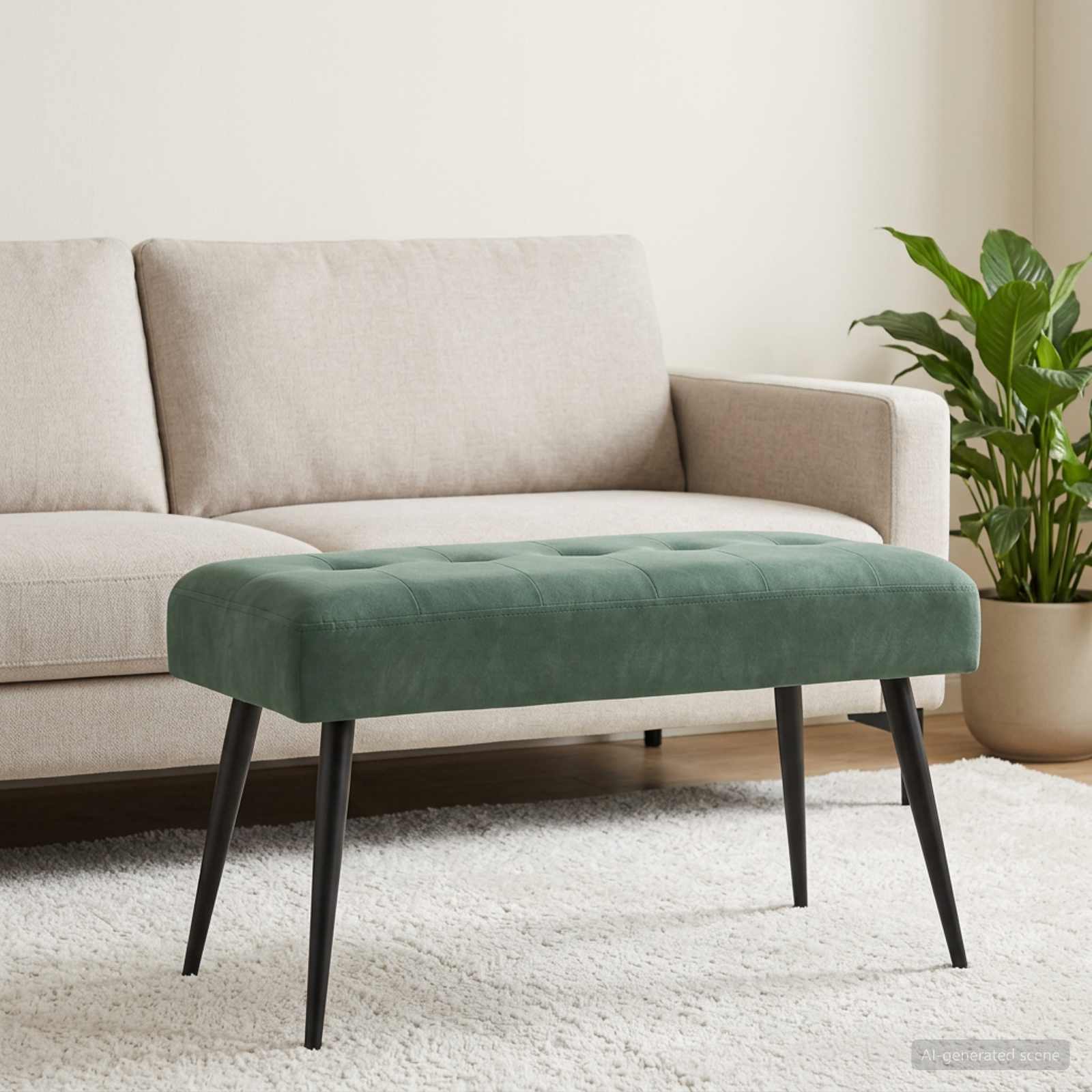 Bank met knoopverstelling Zeegroen 80 x 40 x 46 cm fluweel
