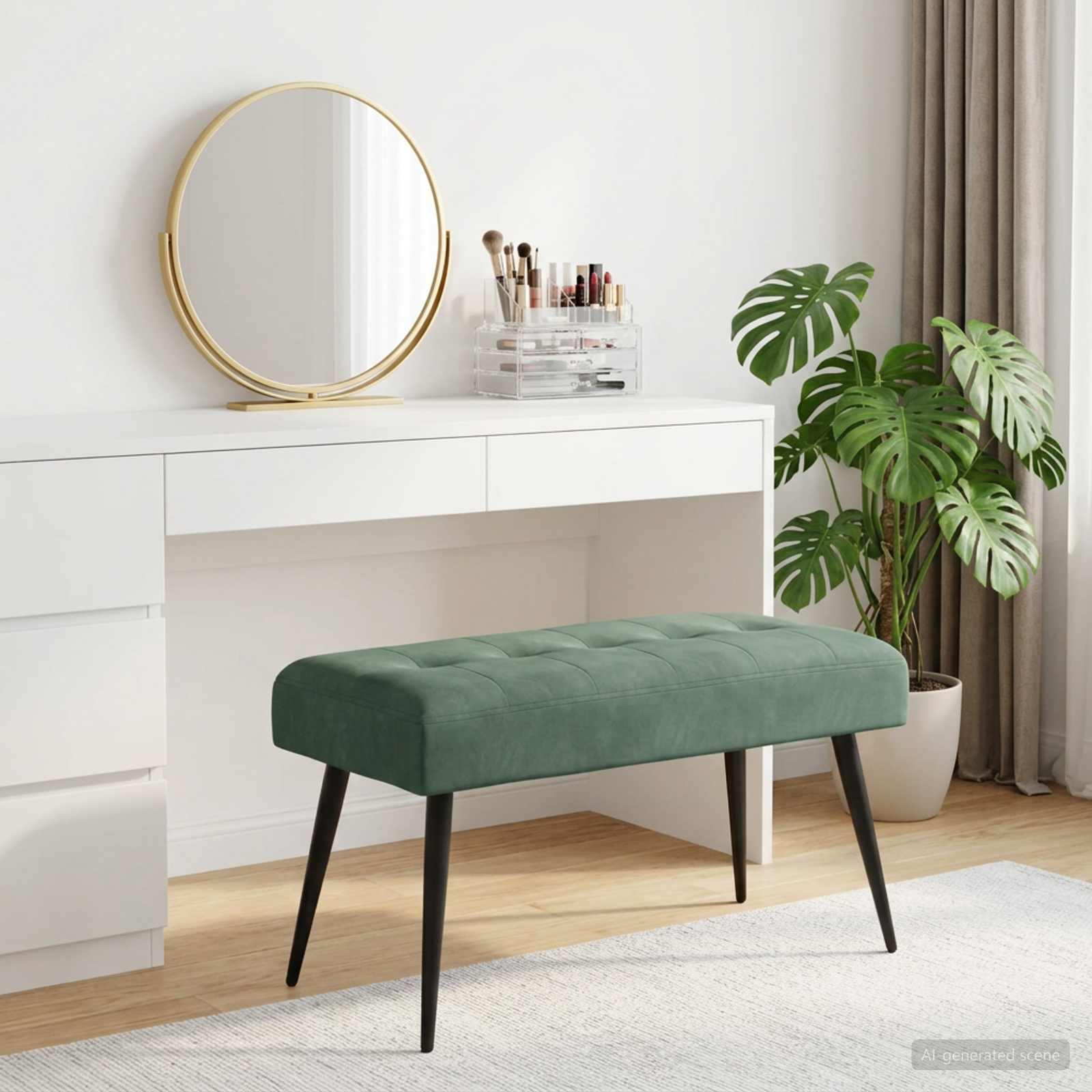 Bank met knoopverstelling Zeegroen 80 x 40 x 46 cm fluweel