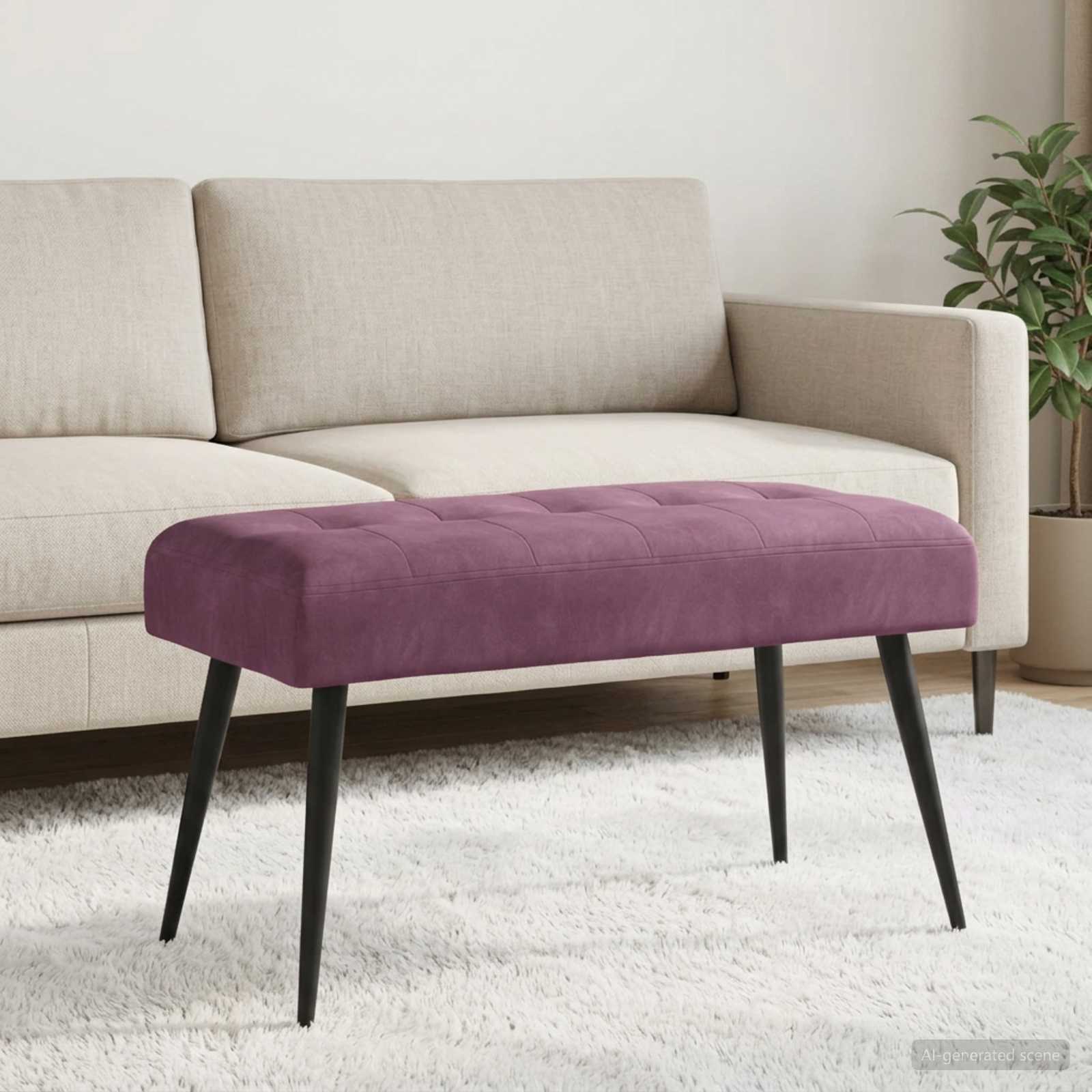 Bank met knoopverstelling Paars 80 x 40 x 46 cm fluweel