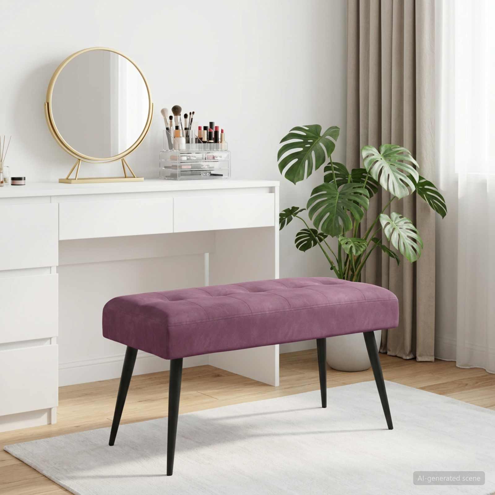 Bank met knoopverstelling Paars 80 x 40 x 46 cm fluweel