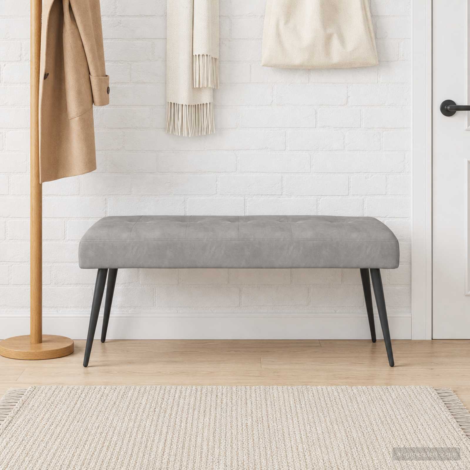 Bank met knoopverstelling Lichtgrijs 110 x 40 x 46 cm fluweel