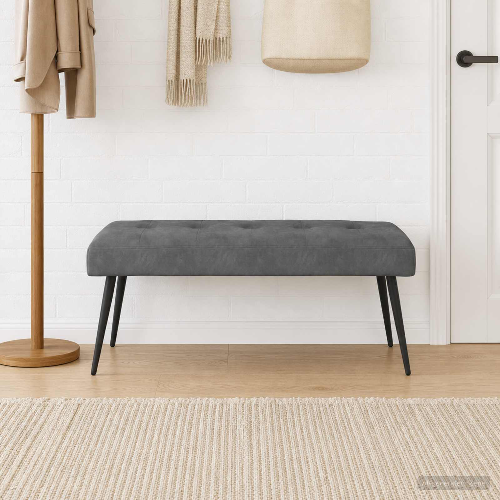 Bank met knoopverstelling Donkergrijs 110 x 40 x 46 cm fluweel