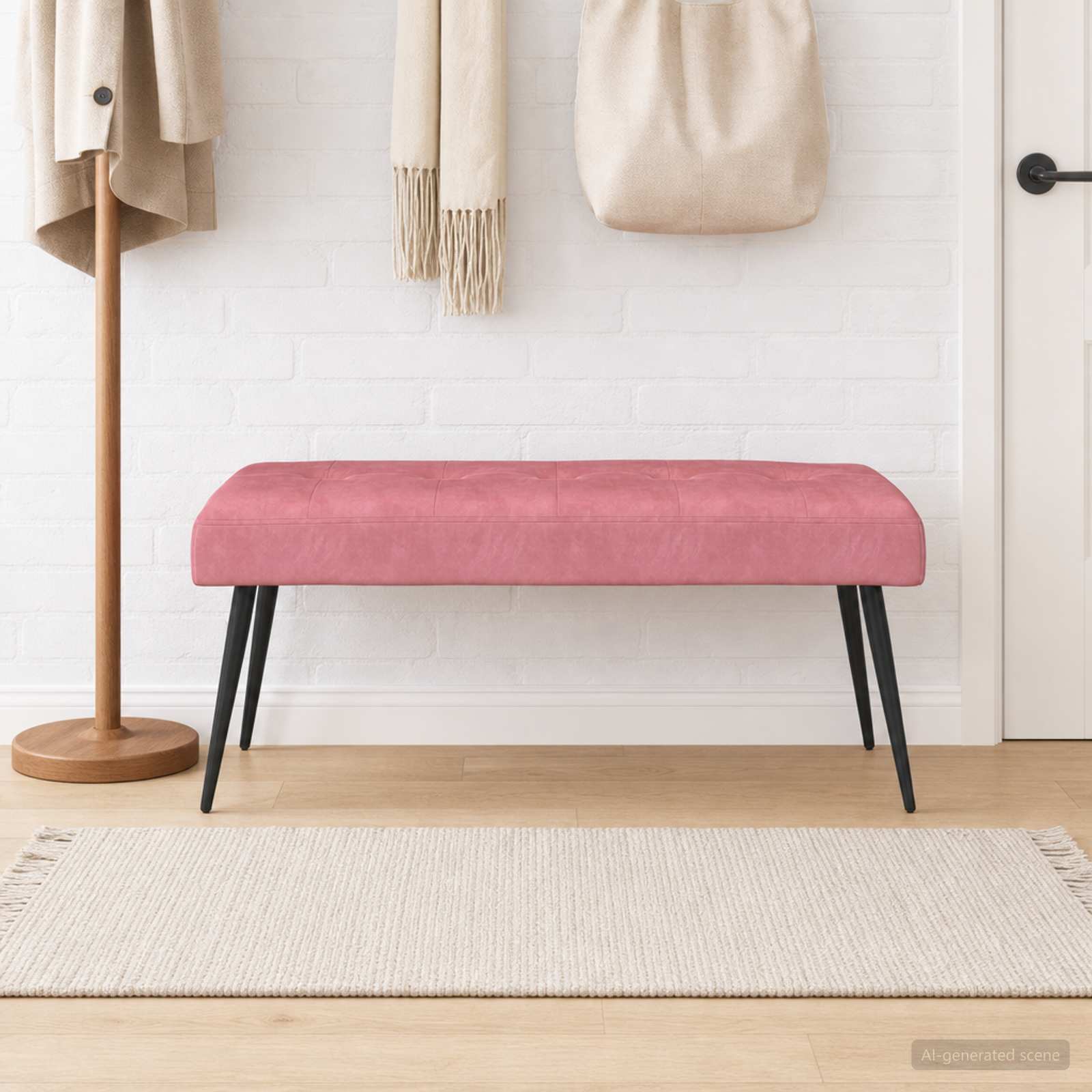 Bank met knoopverstelling Roze 110 x 40 x 46 cm fluweel