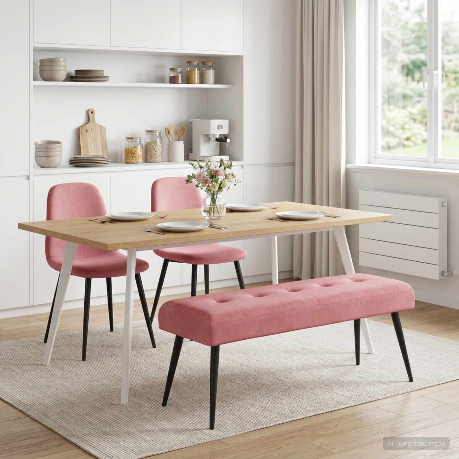Bank met knoopverstelling Roze 110 x 40 x 46 cm fluweel