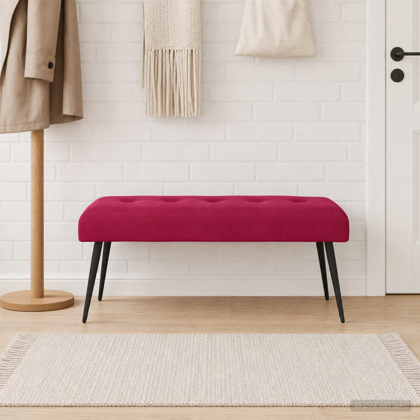 Bank met knoopverstelling Wijnrood 110 x 40 x 46 cm fluweel