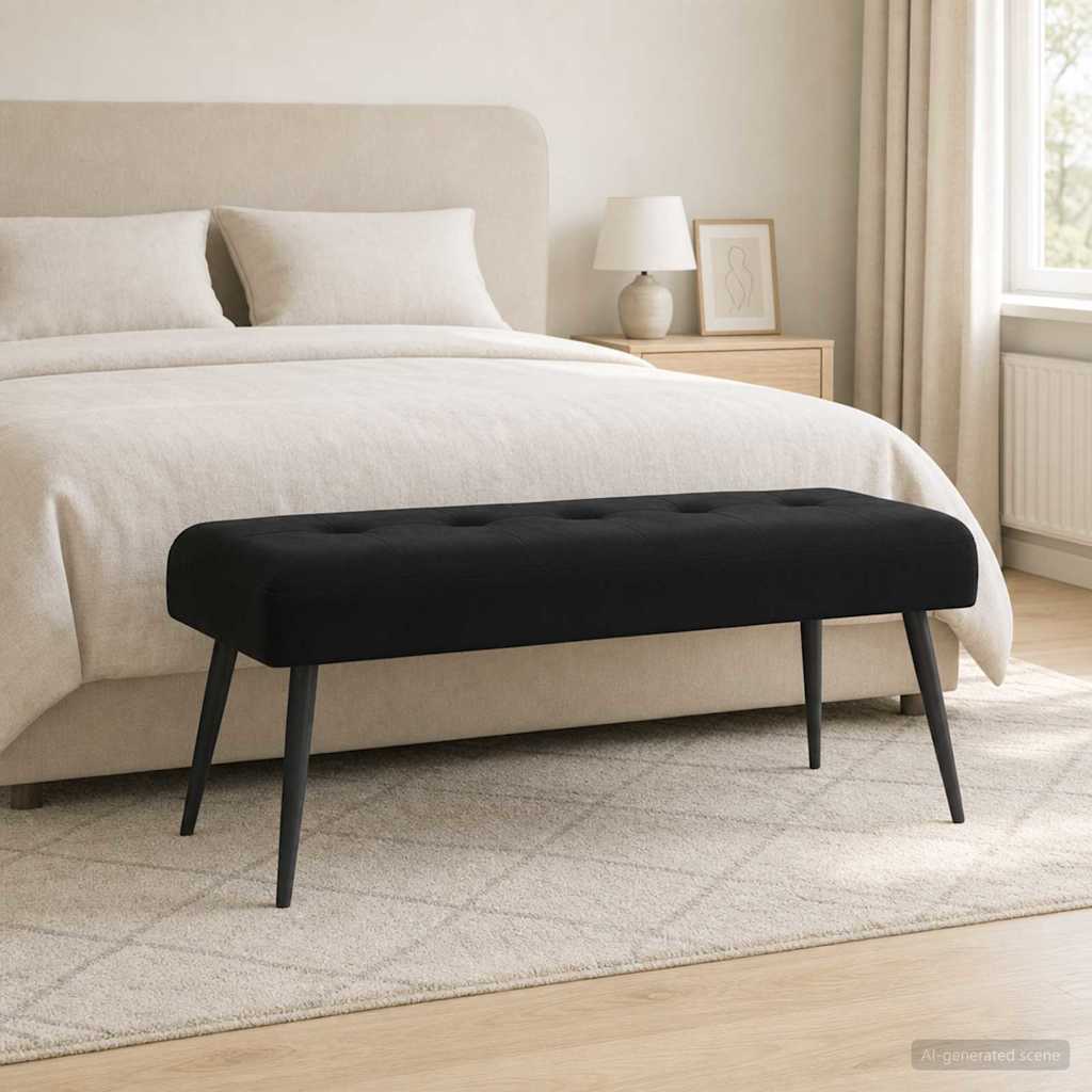Bank met knoopverstelling Zwart 110 x 40 x 46 cm fluweel