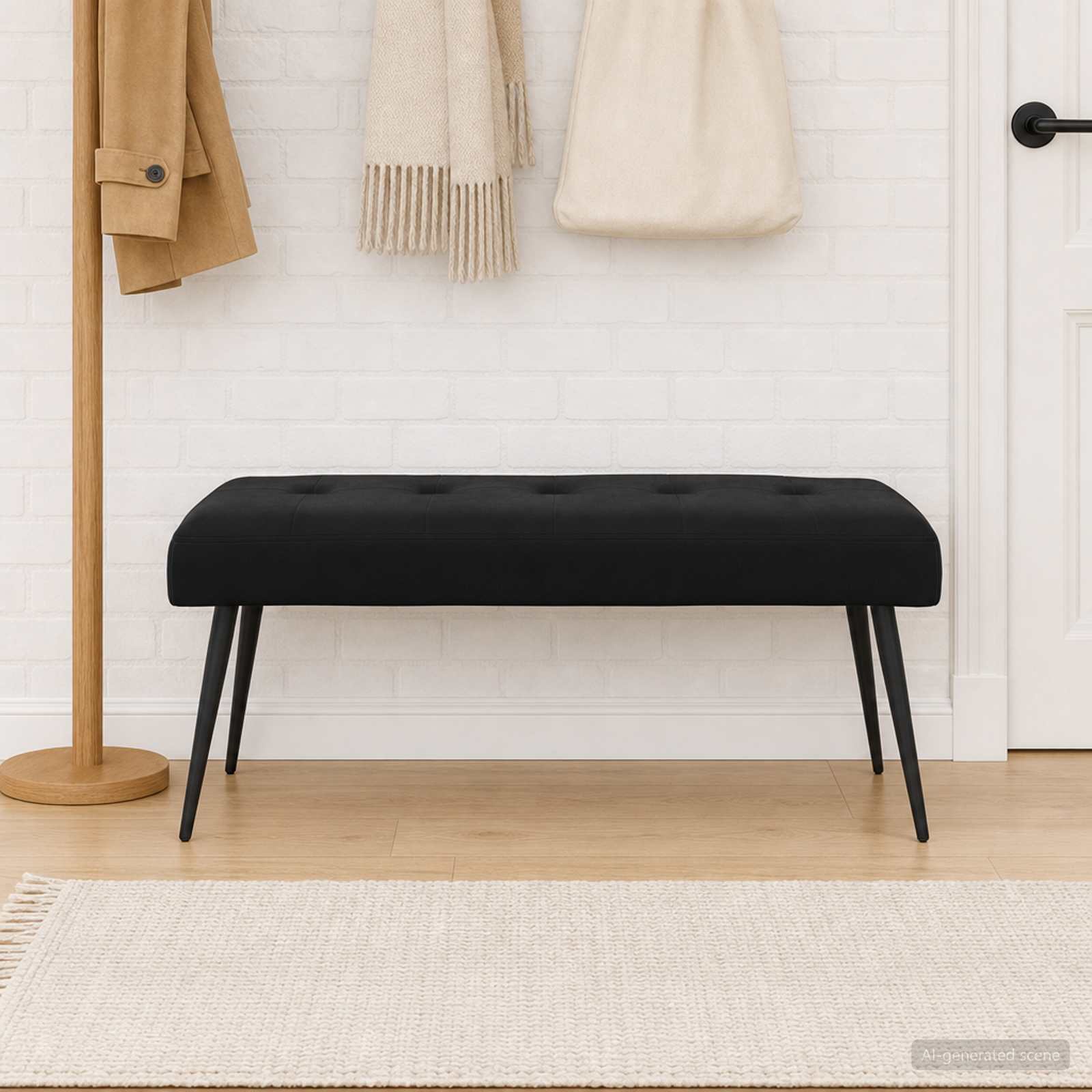 Bank met knoopverstelling Zwart 110 x 40 x 46 cm fluweel