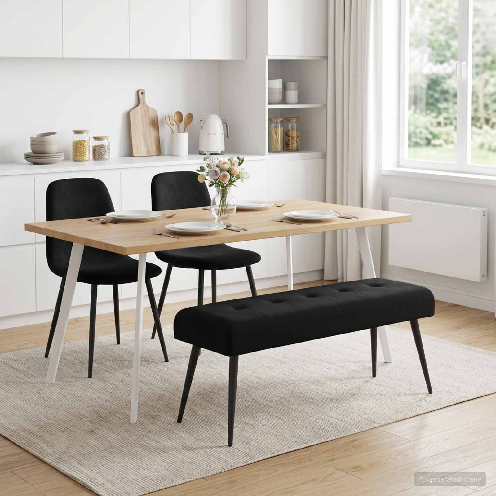 Bank met knoopverstelling Zwart 110 x 40 x 46 cm fluweel