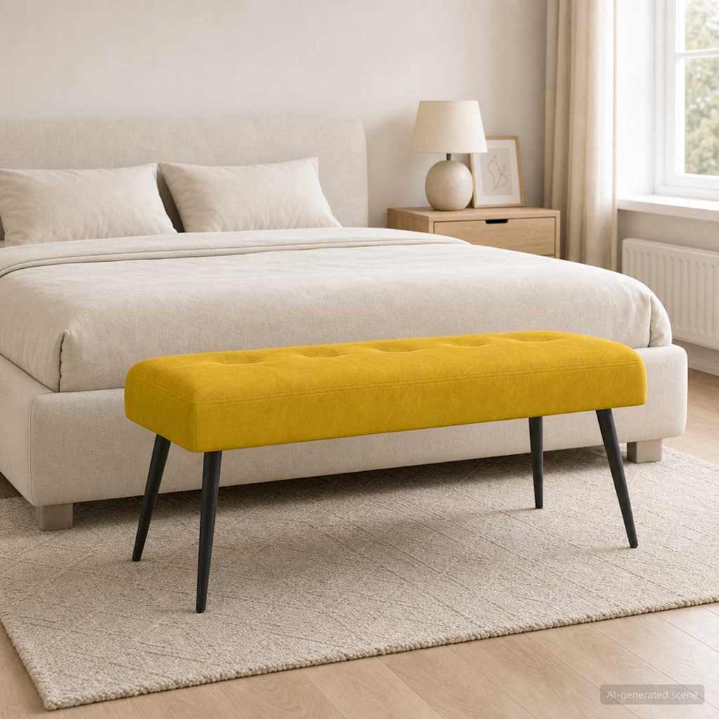 Bank met knoopverstelling Geel 110 x 40 x 46 cm fluweel