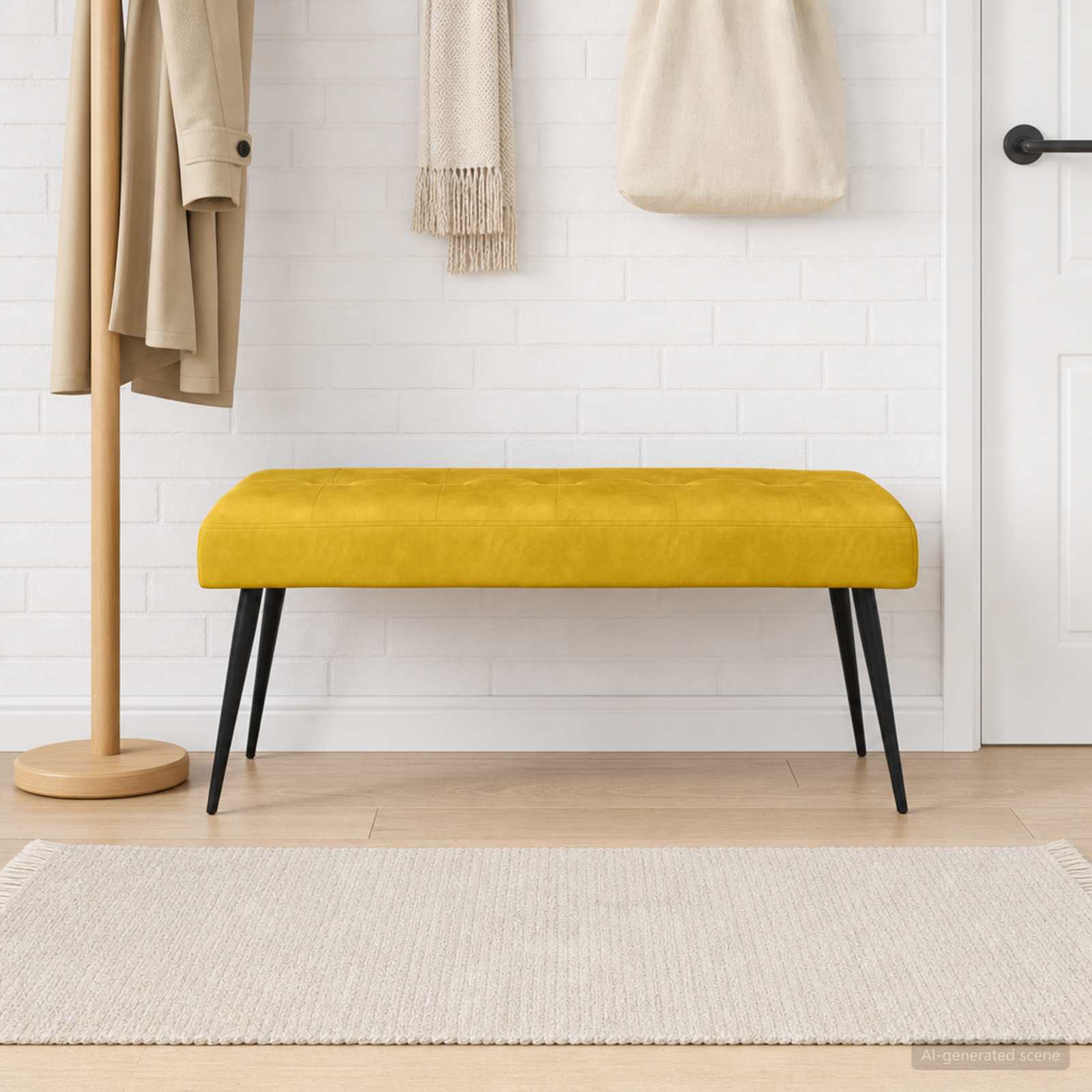 Bank met knoopverstelling Geel 110 x 40 x 46 cm fluweel