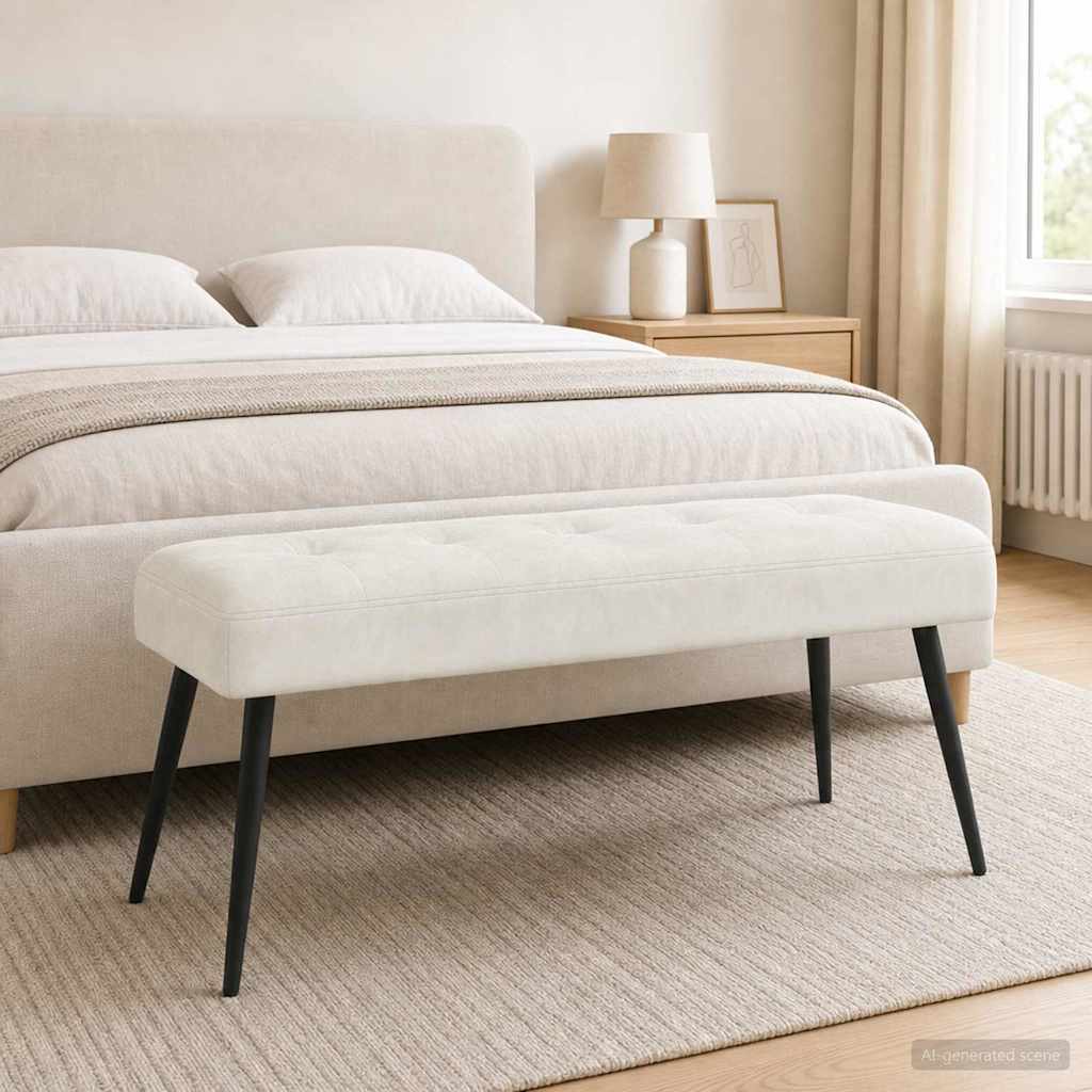 Bank met knoopverstelling Crèmekleurig 110 x 40 x 46 cm fluweel