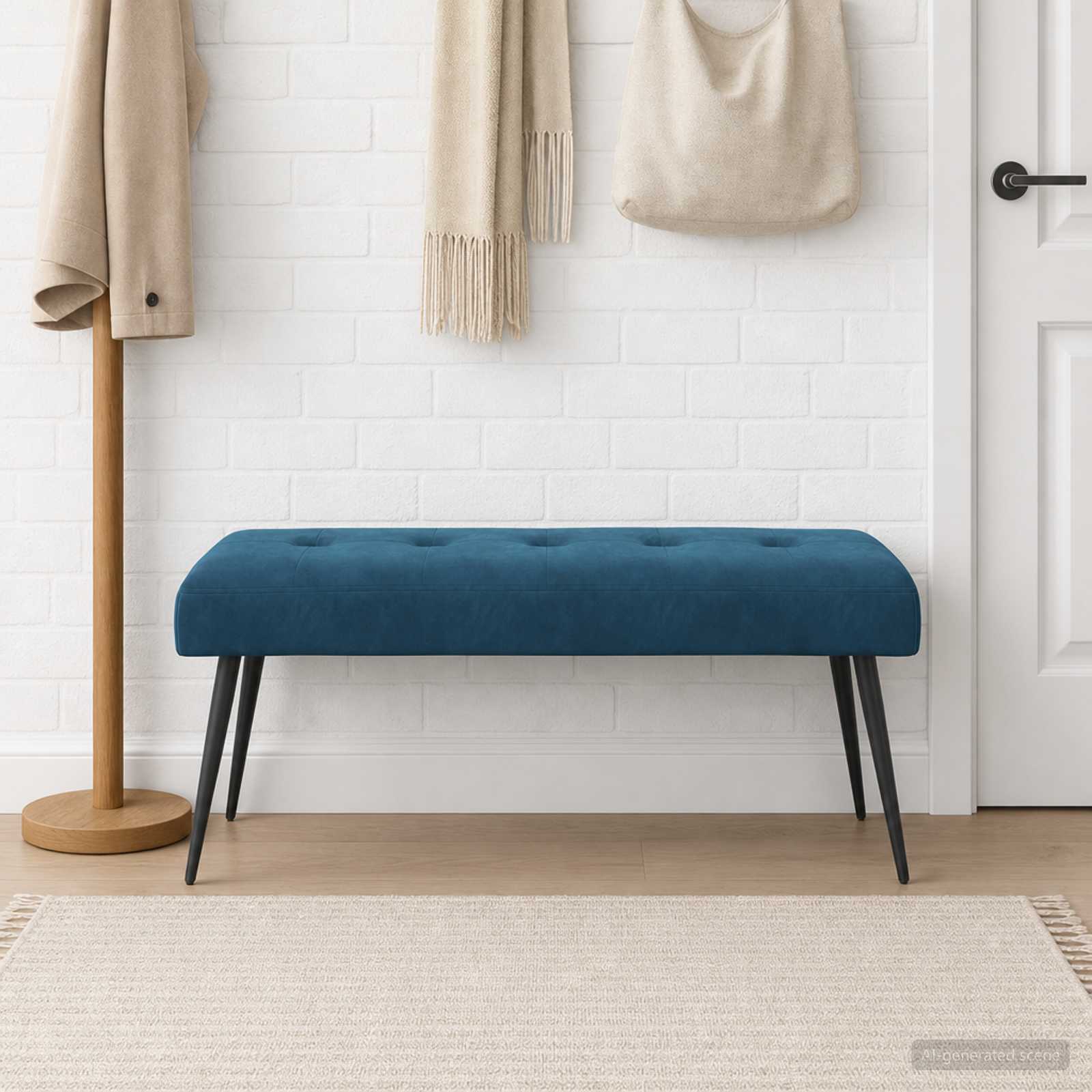 Bank met knoopverstelling Blauw 110 x 40 x 46 cm fluweel