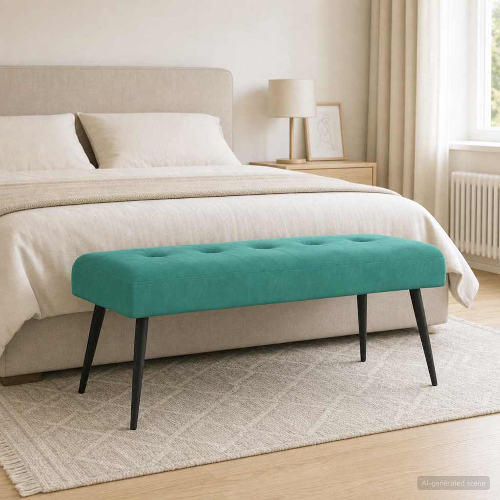 Bank met knoopverstelling Turquoise 110 x 40 x 46 cm fluweel