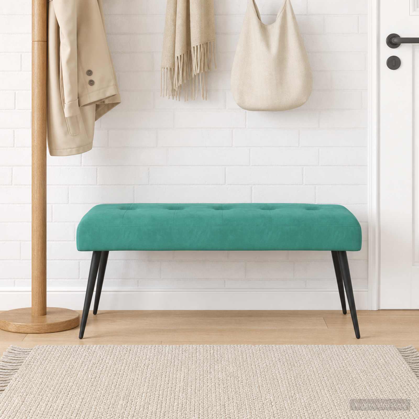 Bank met knoopverstelling Turquoise 110 x 40 x 46 cm fluweel