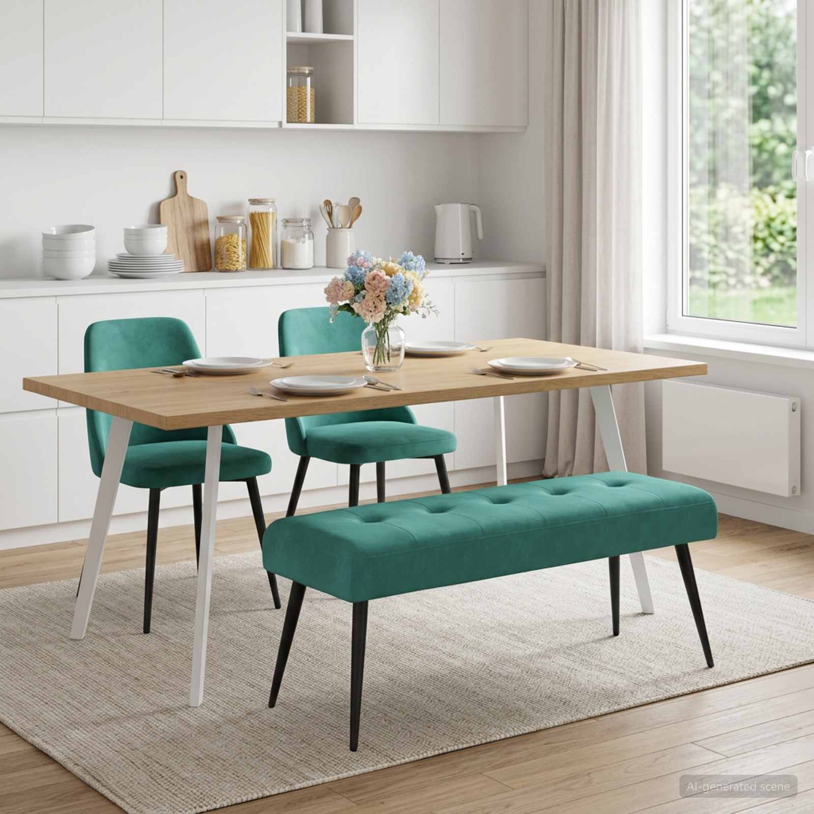 Bank met knoopverstelling Turquoise 110 x 40 x 46 cm fluweel