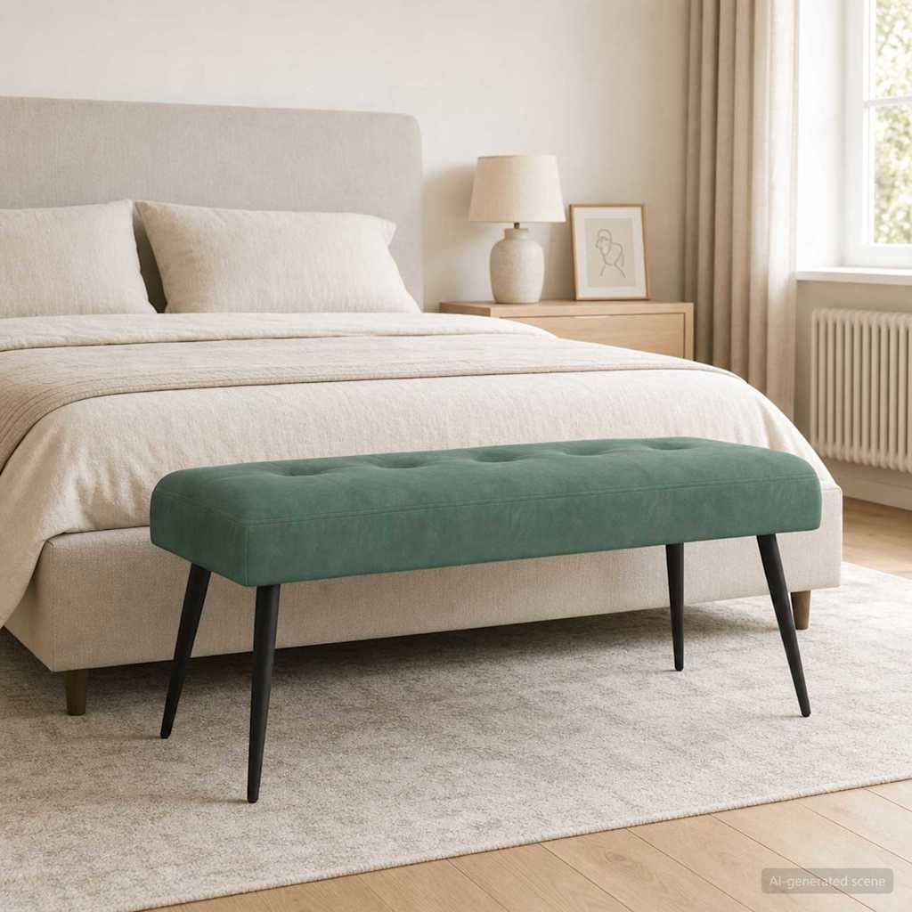 Bank met knoopverstelling Zeegroen 110 x 40 x 46 cm fluweel