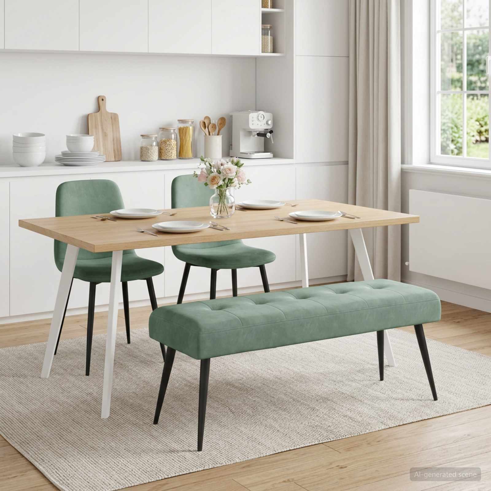 Bank met knoopverstelling Zeegroen 110 x 40 x 46 cm fluweel