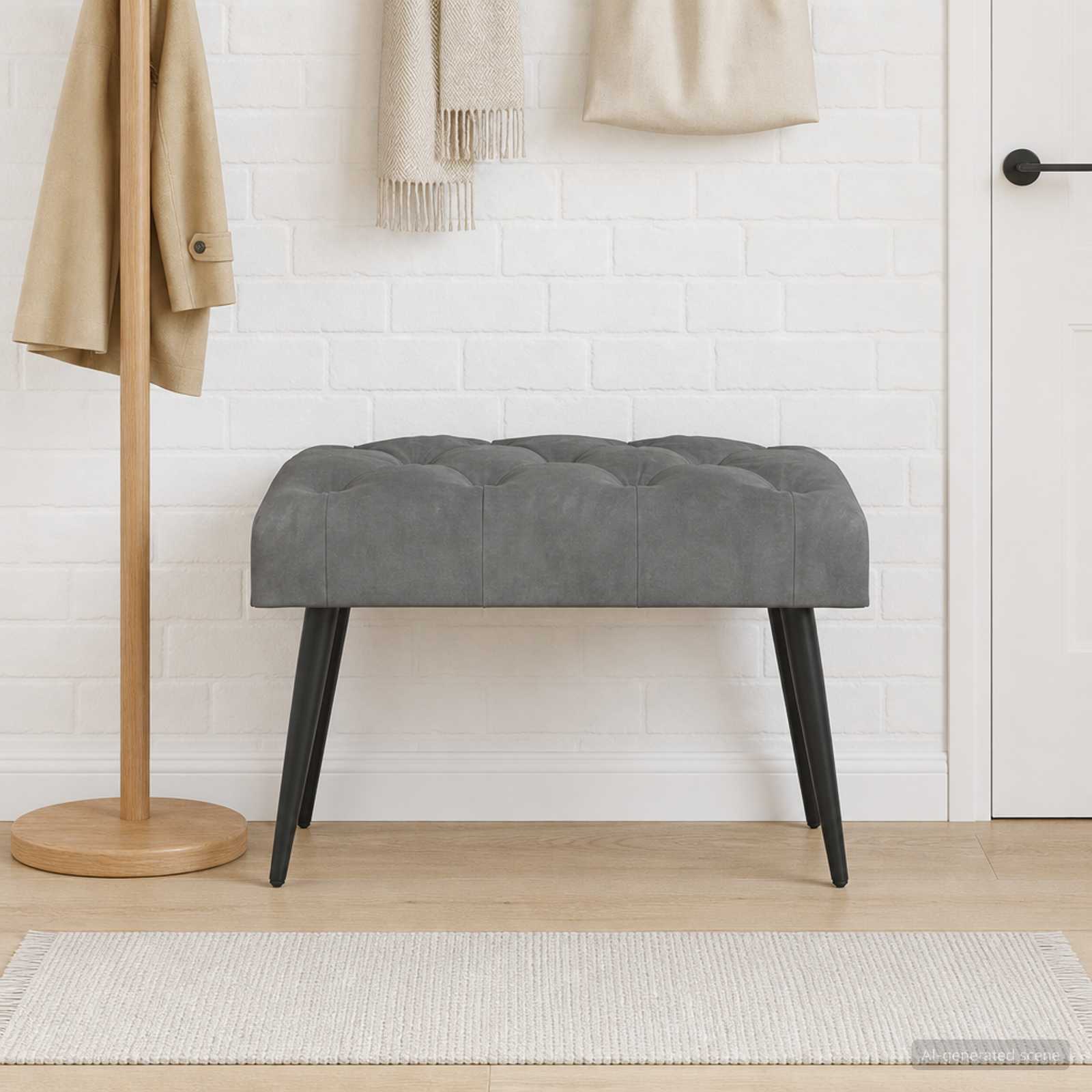 Bank met knoopverstelling Donkergrijs 60 x 40 x 45 cm Fluweel