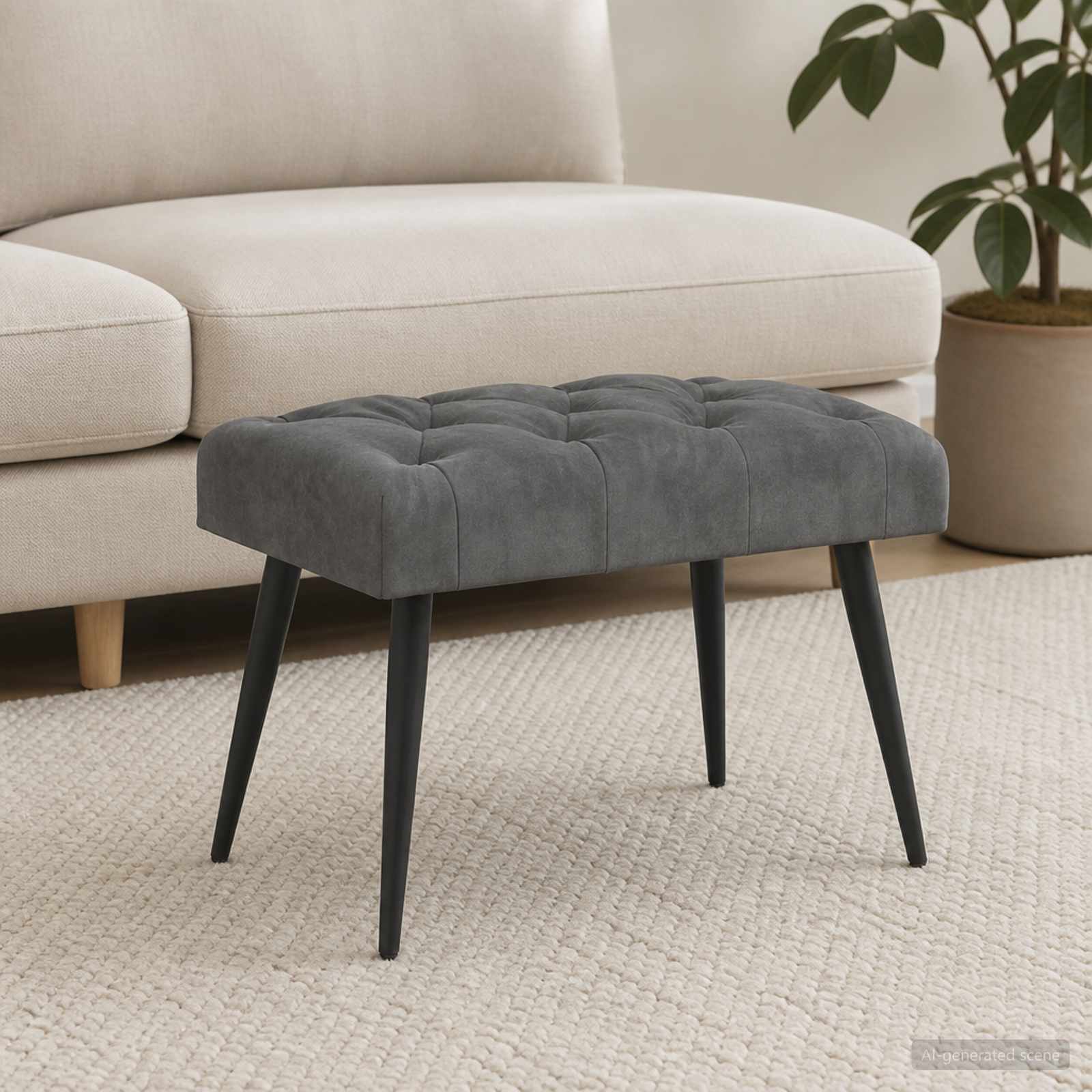 Bank met knoopverstelling Donkergrijs 60 x 40 x 45 cm Fluweel