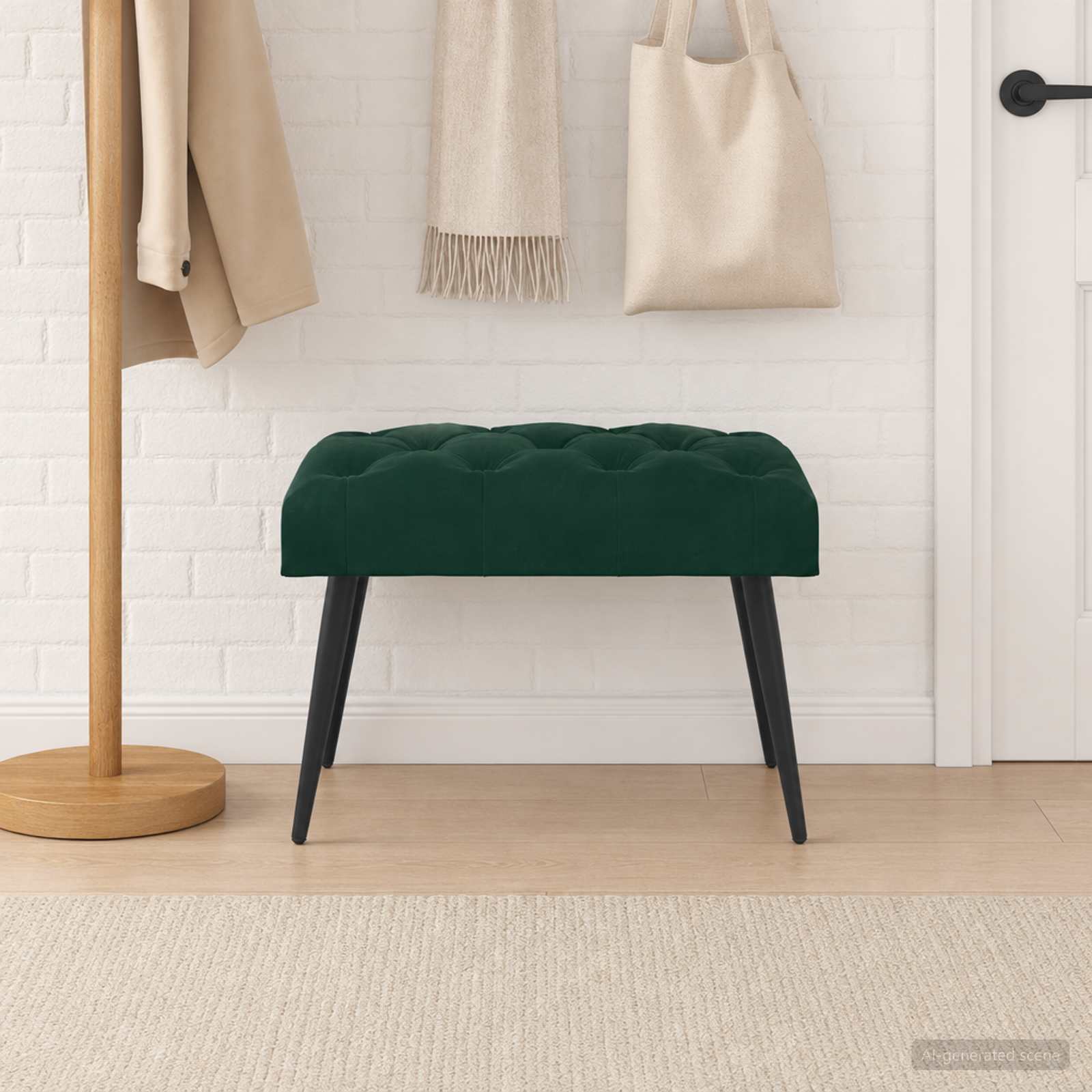 Bank met knoopverstelling Donkergroen 60 x 40 x 45 cm Fluweel
