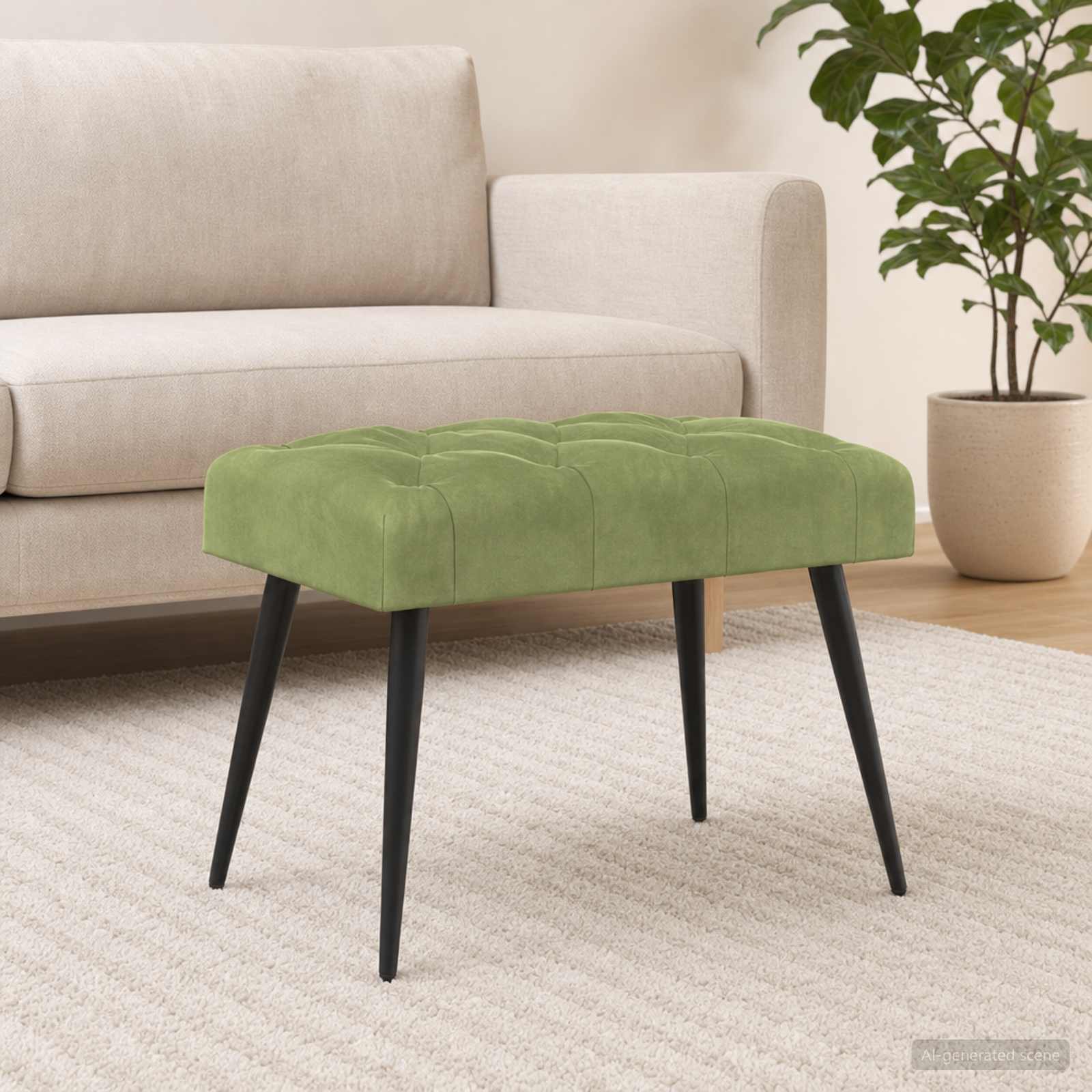 Bank met knoopverstelling Lichtgroen 60 x 40 x 45 cm Fluweel