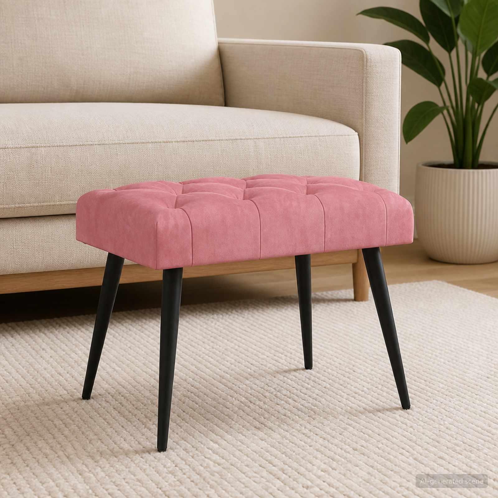 Bank met knoopverstelling Roze 60 x 40 x 45 cm Fluweel