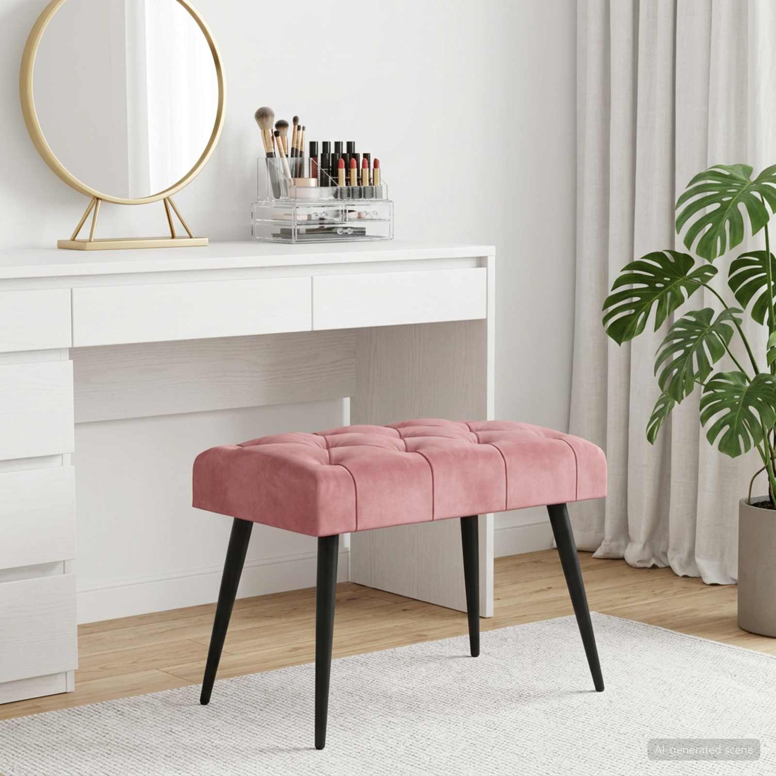 Bank met knoopverstelling Roze 60 x 40 x 45 cm Fluweel