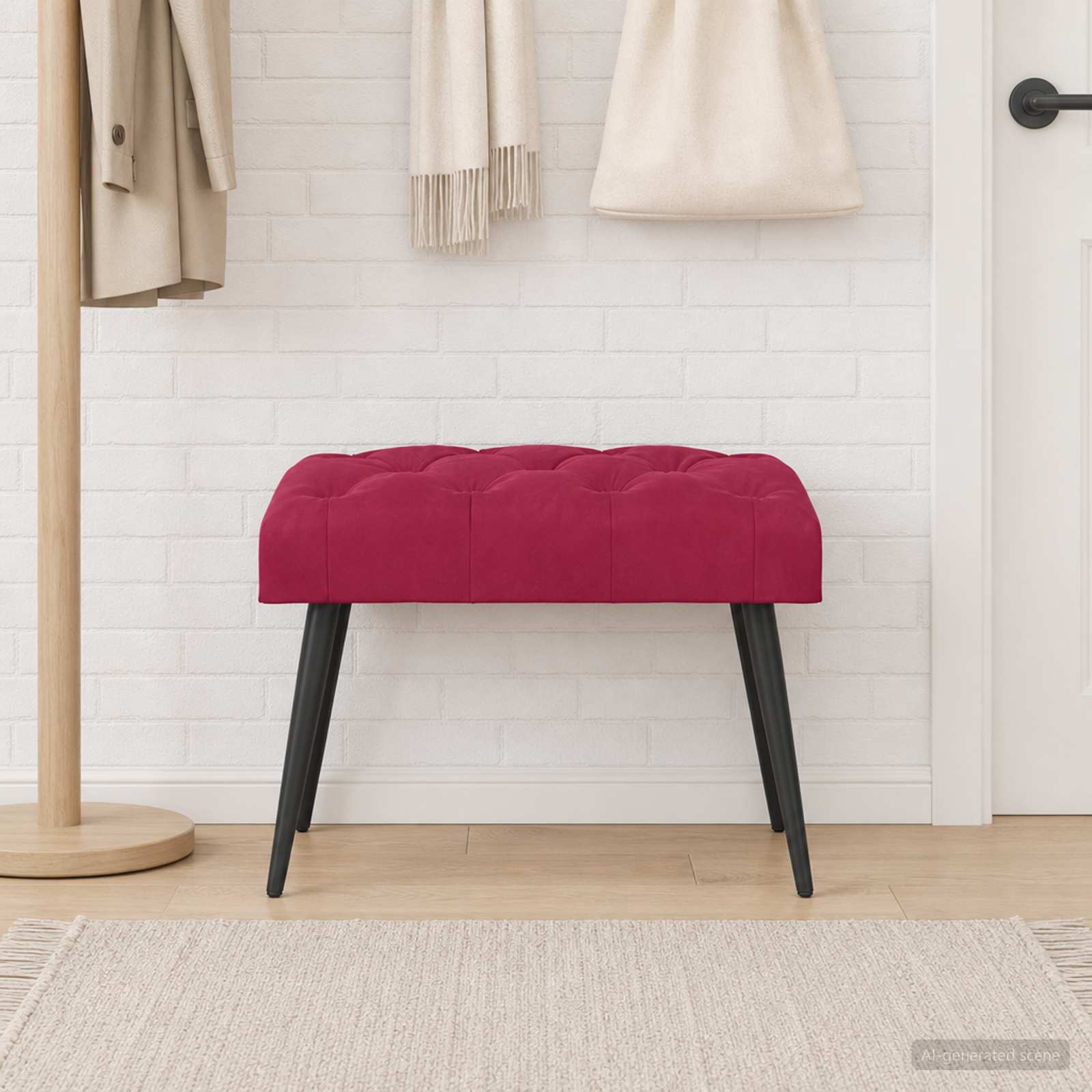 Bank met knoopverstelling Wijnrood 60 x 40 x 45 cm Fluweel