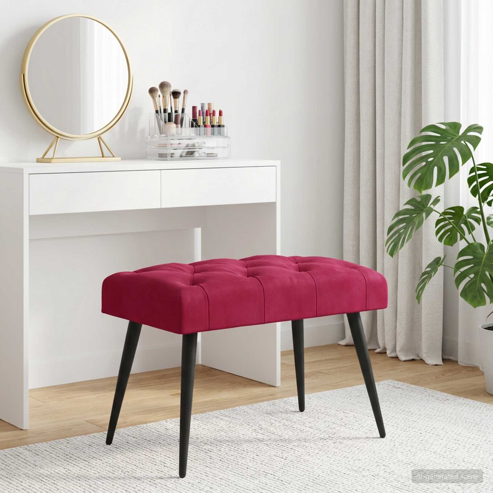 Bank met knoopverstelling Wijnrood 60 x 40 x 45 cm Fluweel