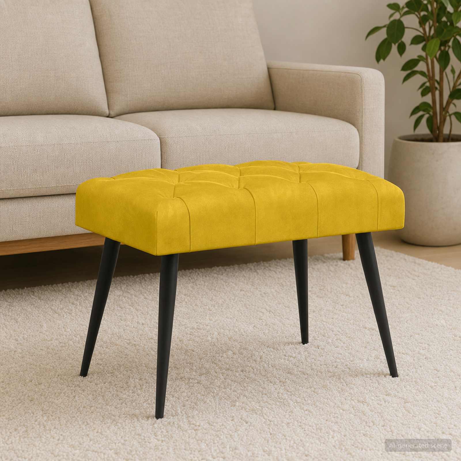 Bank met knoopverstelling Geel 60 x 40 x 45 cm Fluweel