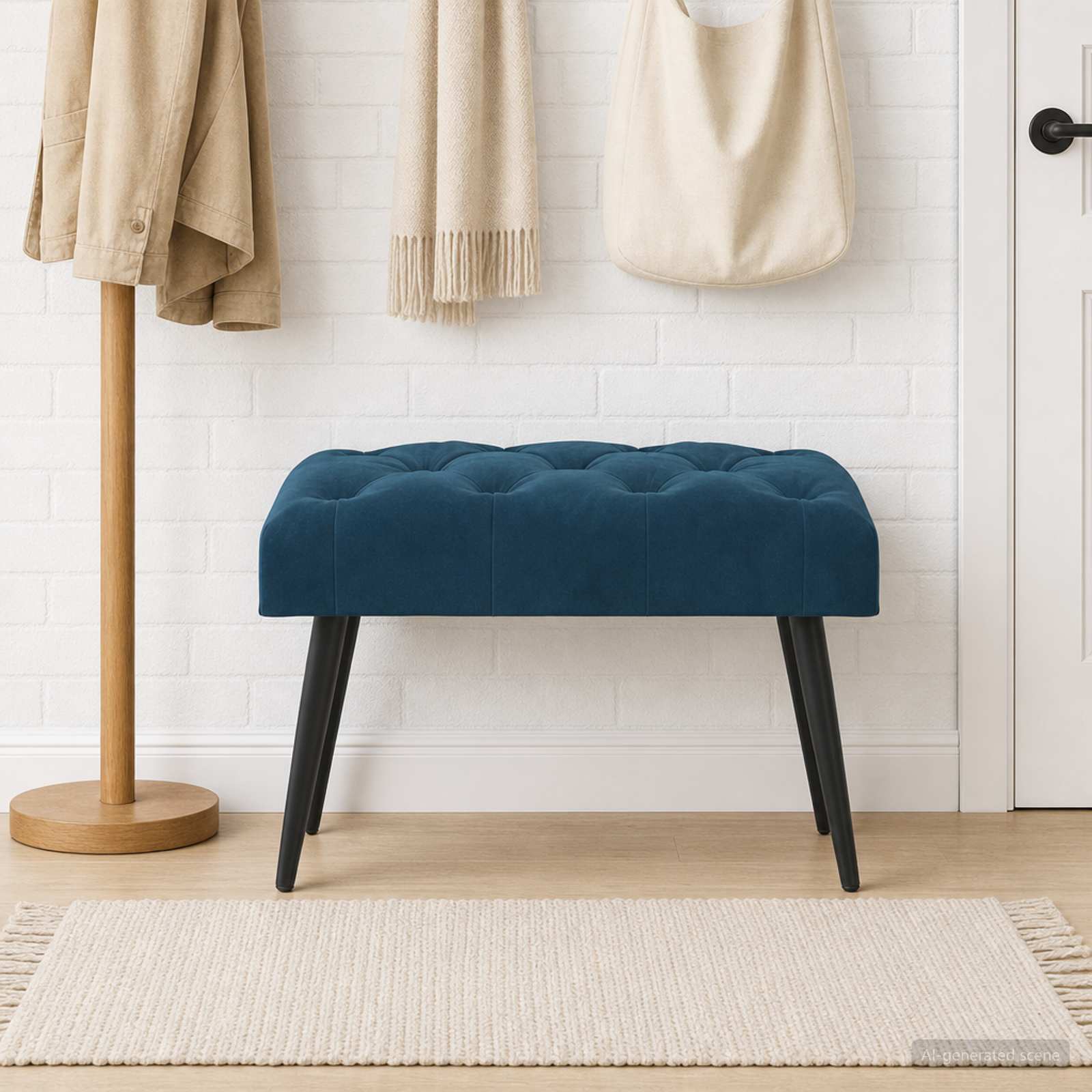 Bank met knoopverstelling Blauw 60 x 40 x 45 cm Fluweel