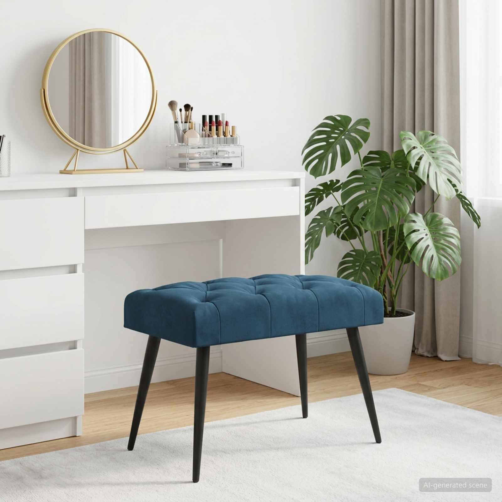 Bank met knoopverstelling Blauw 60 x 40 x 45 cm Fluweel