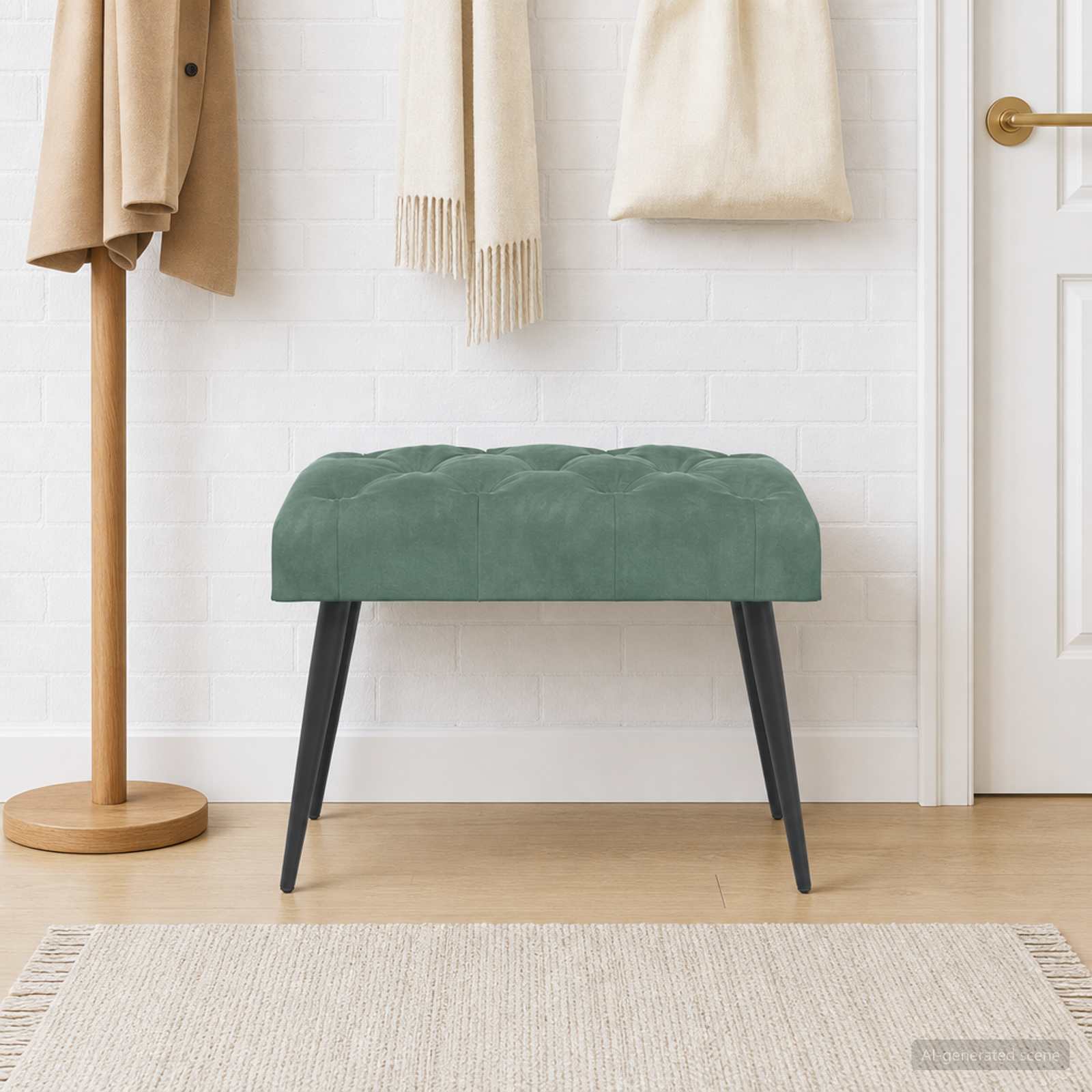 Bank met knoopverstelling Zeegroen 60 x 40 x 45 cm Fluweel