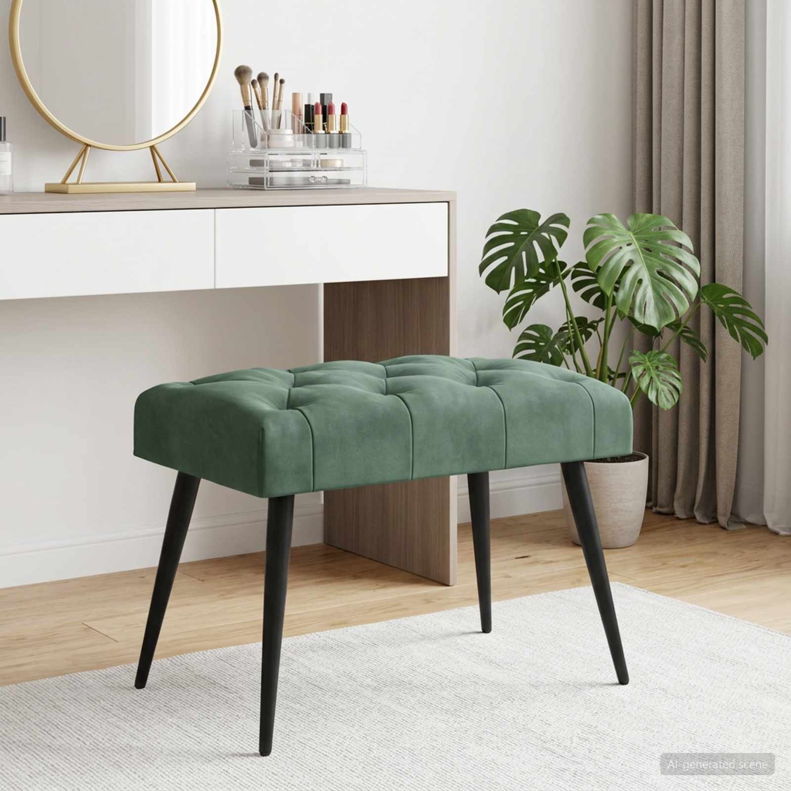 Bank met knoopverstelling Zeegroen 60 x 40 x 45 cm Fluweel