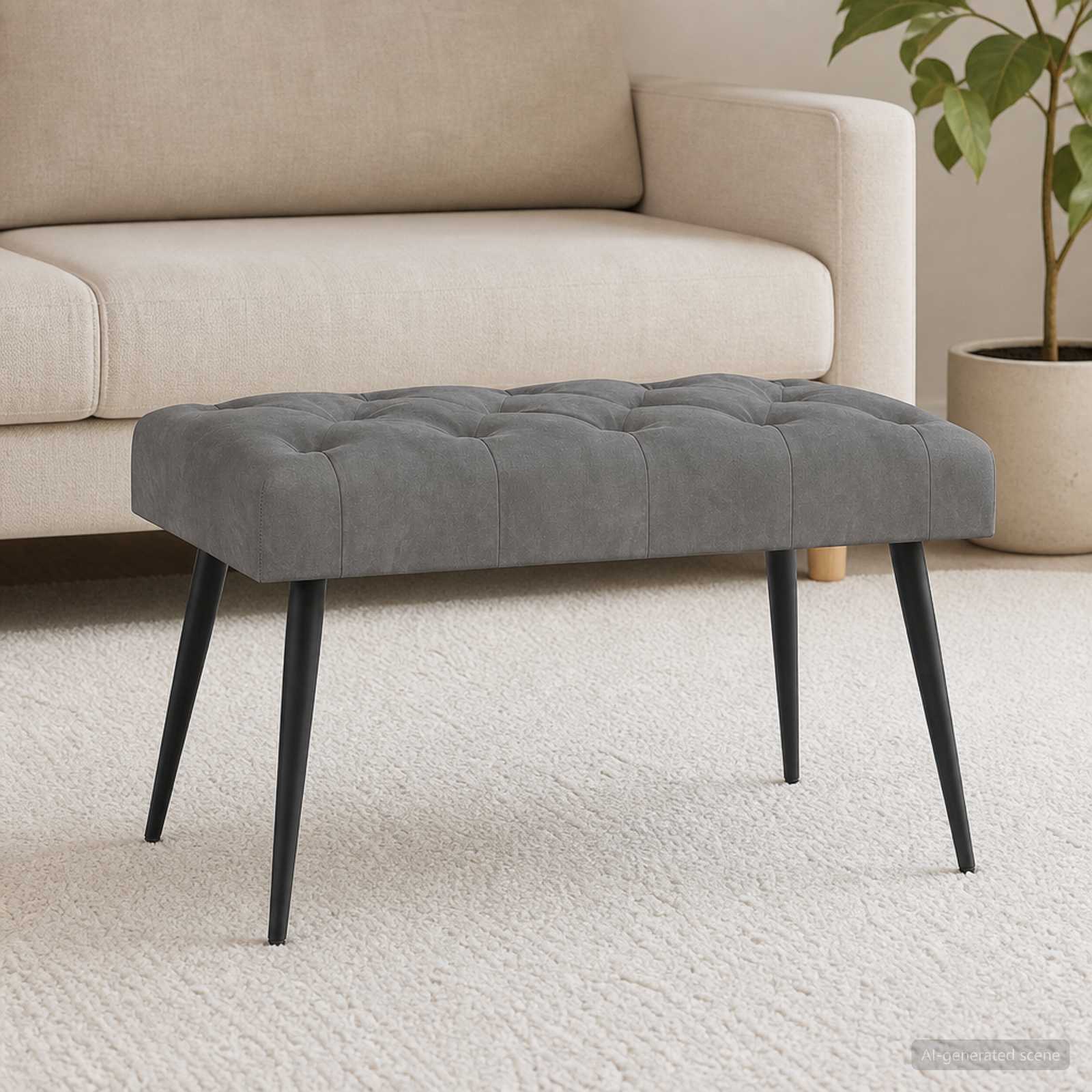 Bank met knoopverstelling Donkergrijs 80 x 40 x 46 cm Fluweel