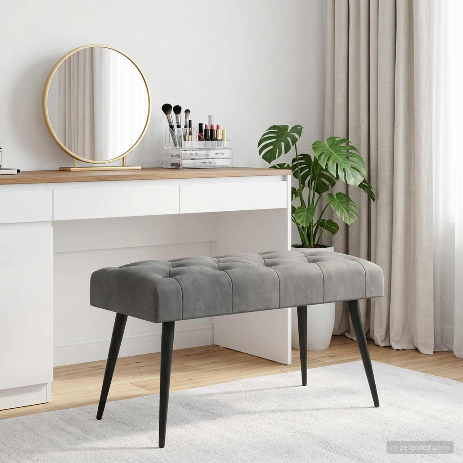 Bank met knoopverstelling Donkergrijs 80 x 40 x 46 cm Fluweel