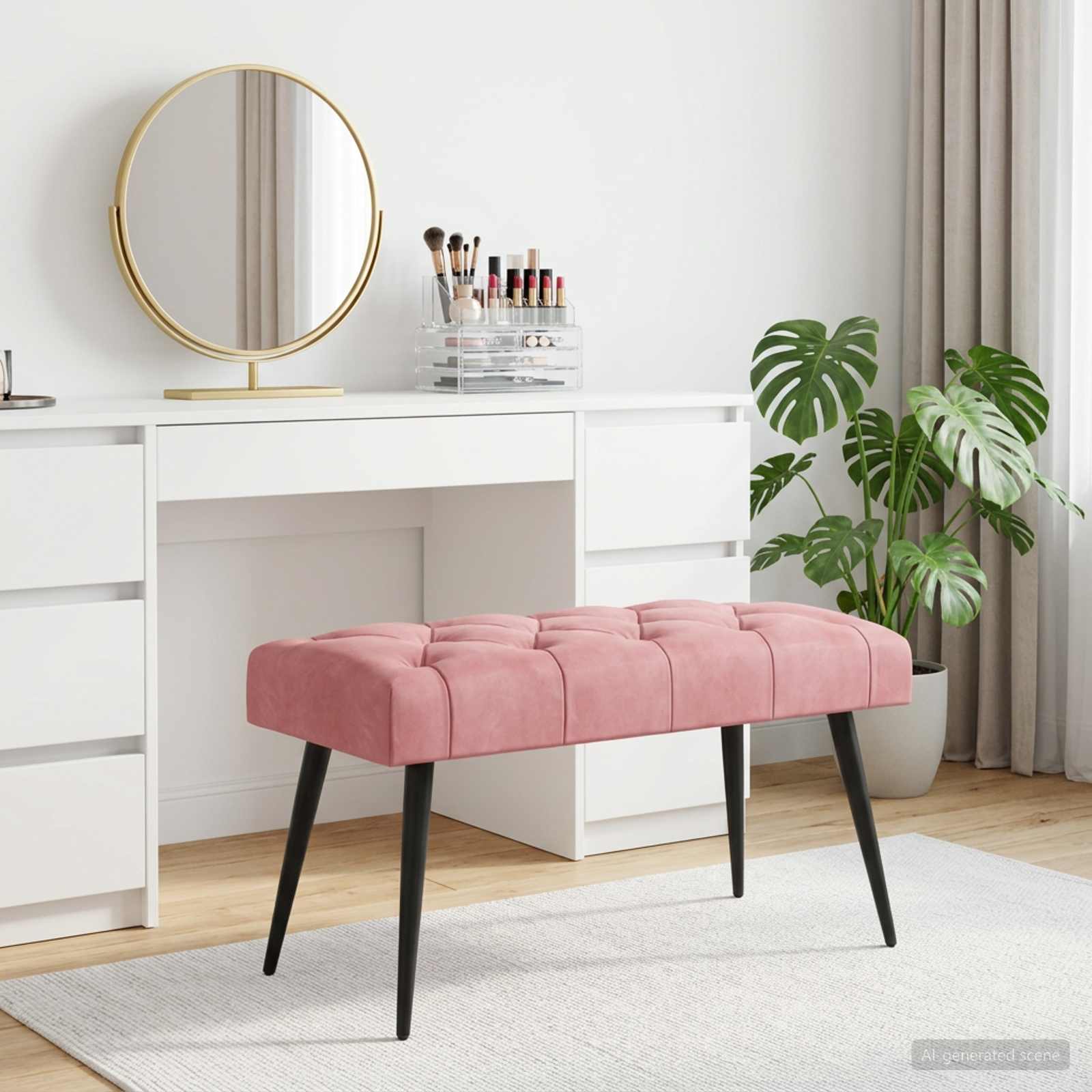 Bank met knoopverstelling Roze 80 x 40 x 46 cm Fluweel