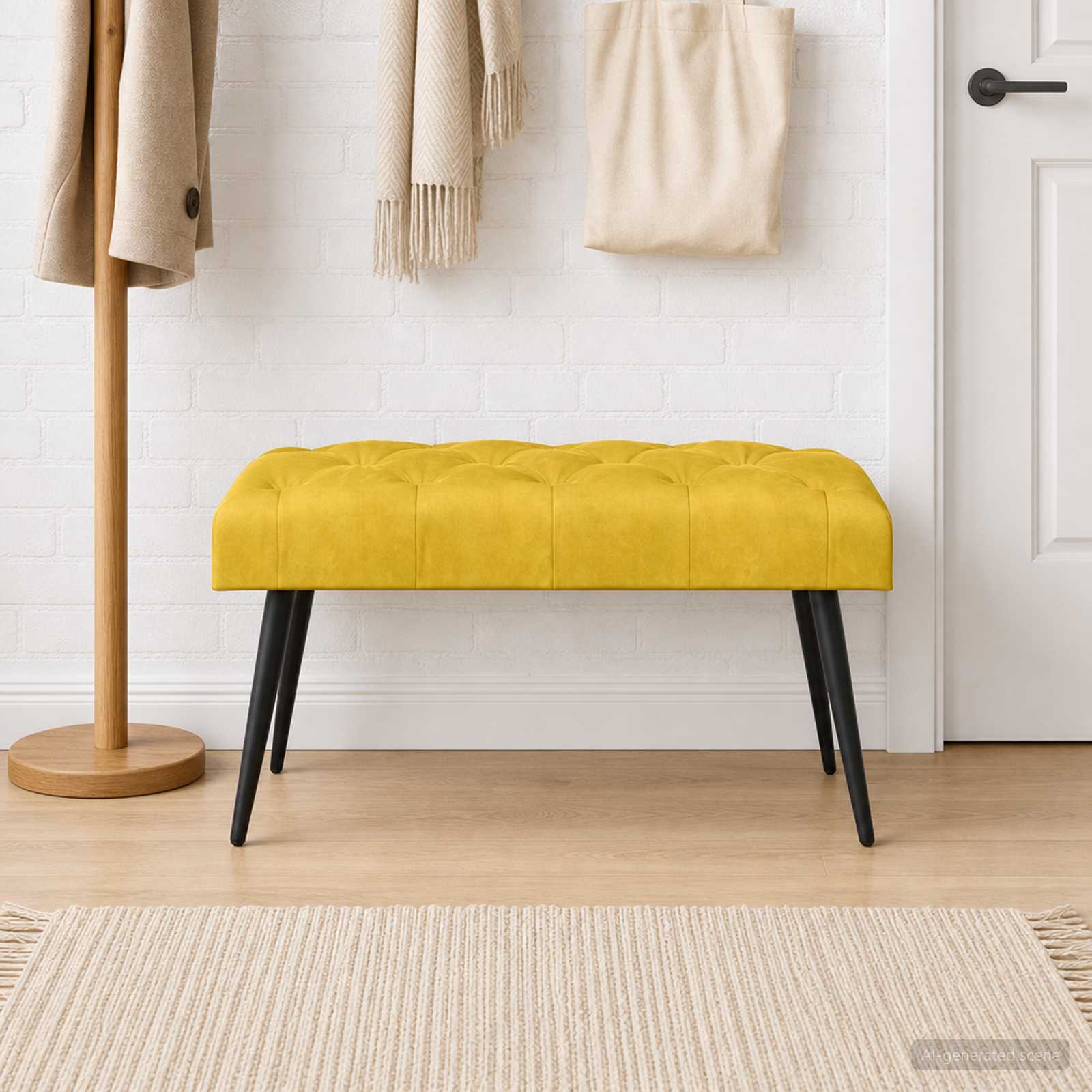 Bank met knoopverstelling Geel 80 x 40 x 46 cm Fluweel