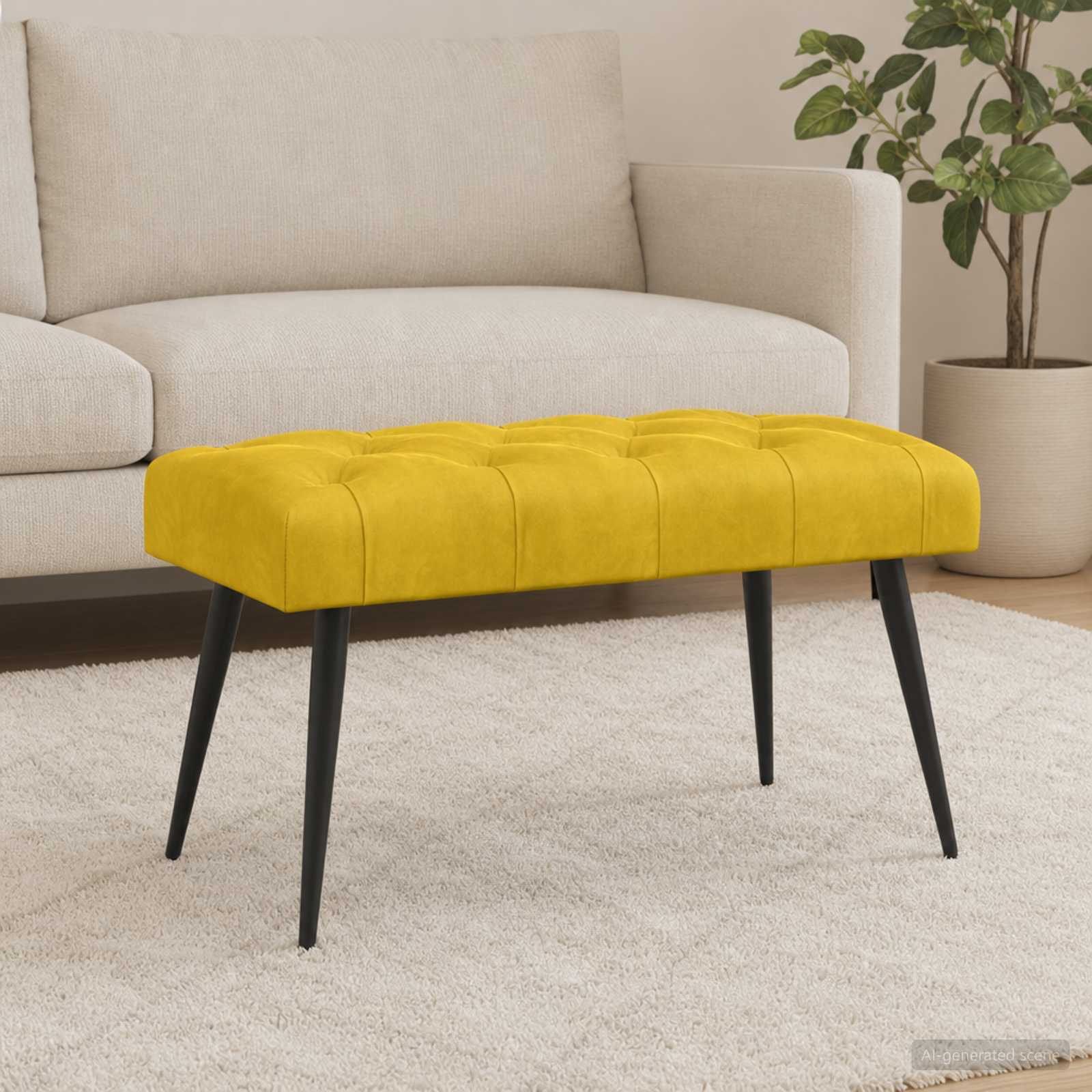 Bank met knoopverstelling Geel 80 x 40 x 46 cm Fluweel