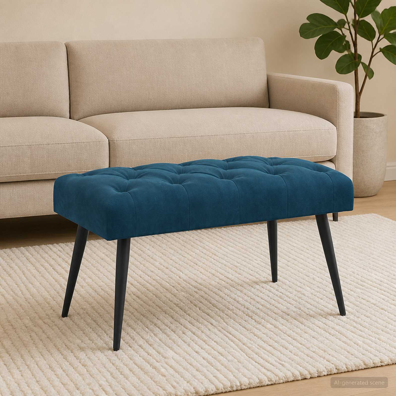 Bank met knoopverstelling Blauw 80 x 40 x 46 cm Fluweel
