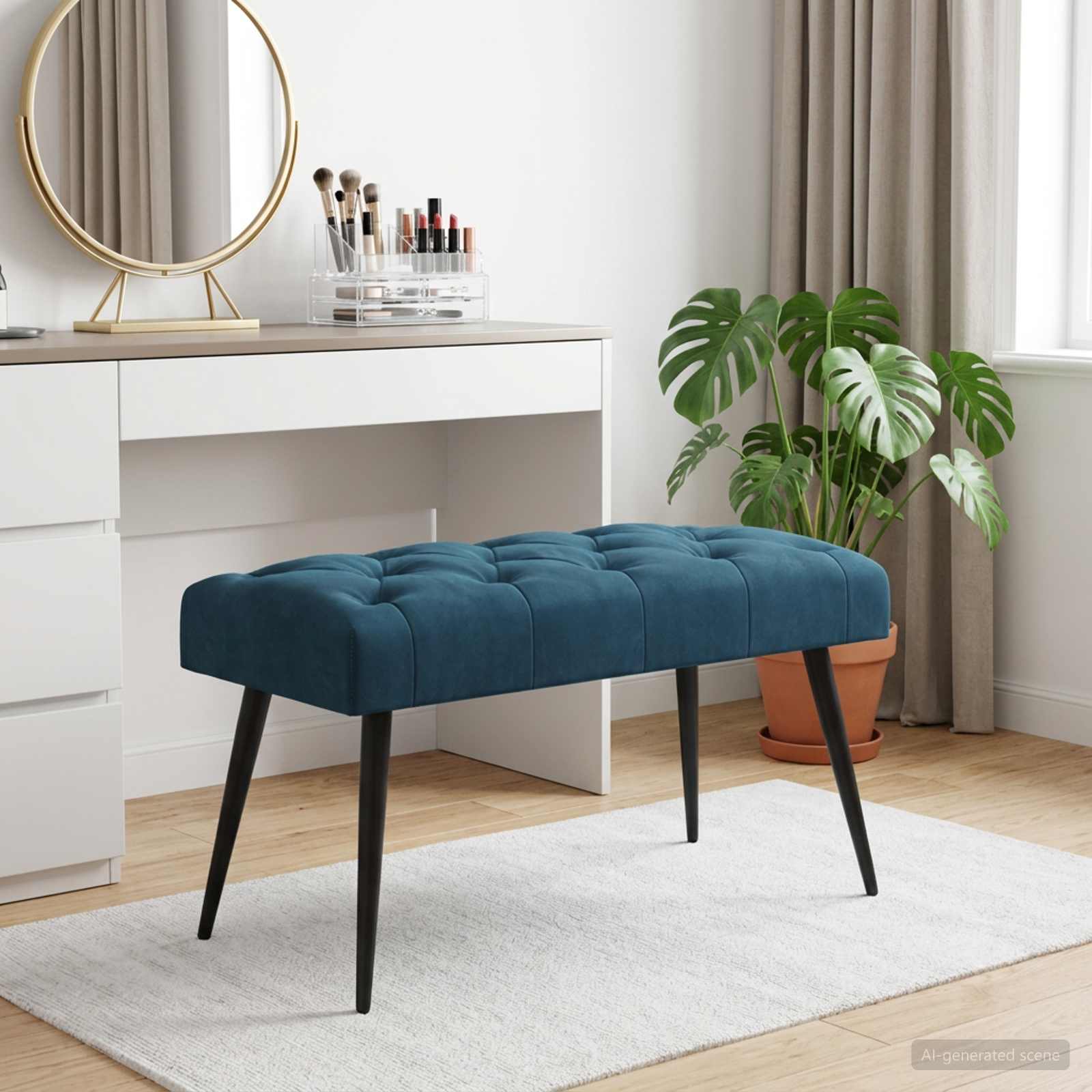 Bank met knoopverstelling Blauw 80 x 40 x 46 cm Fluweel