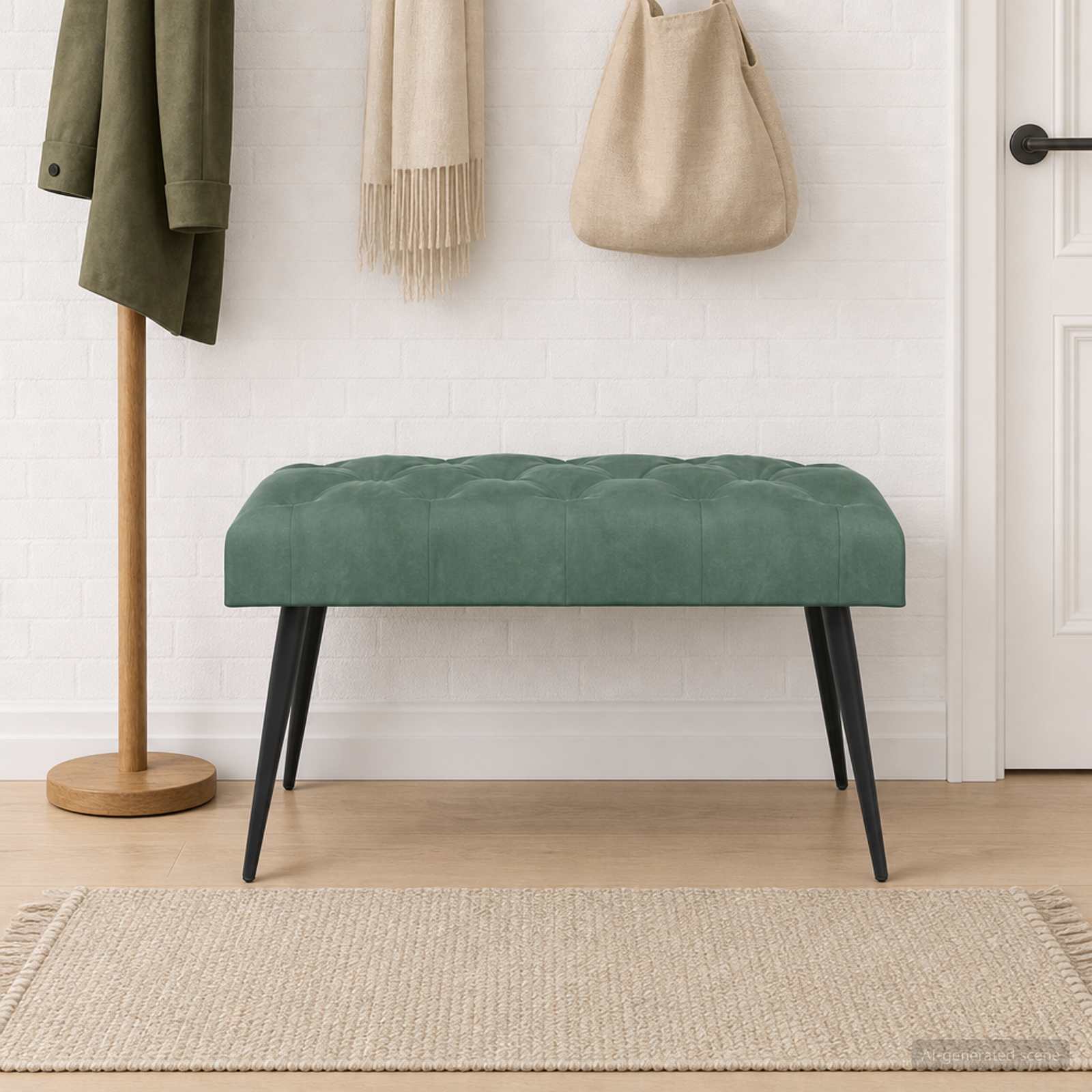 Bank met knoopverstelling Zeegroen 80 x 40 x 46 cm Fluweel