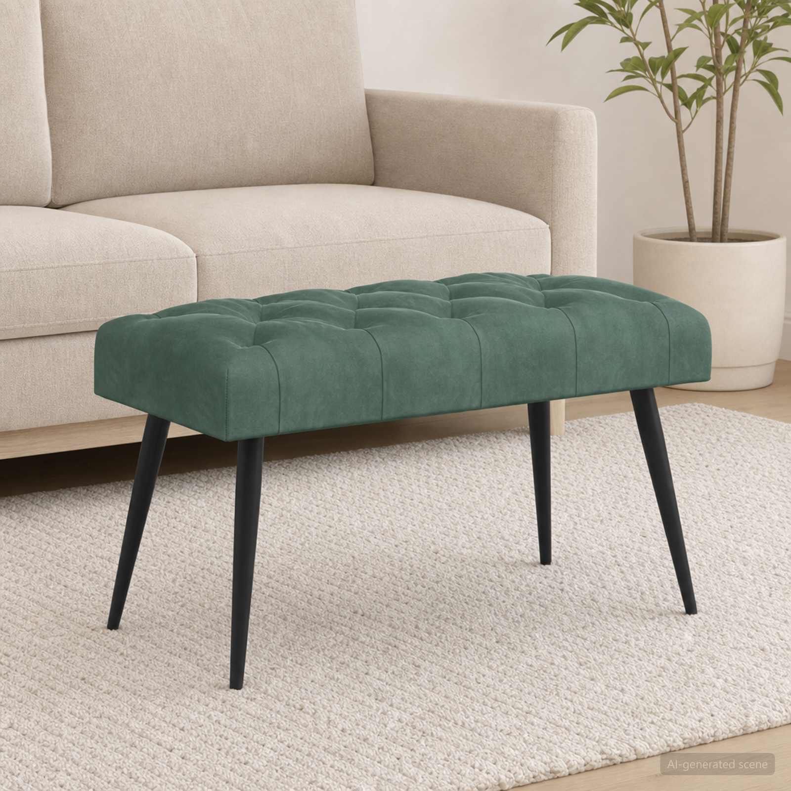 Bank met knoopverstelling Zeegroen 80 x 40 x 46 cm Fluweel