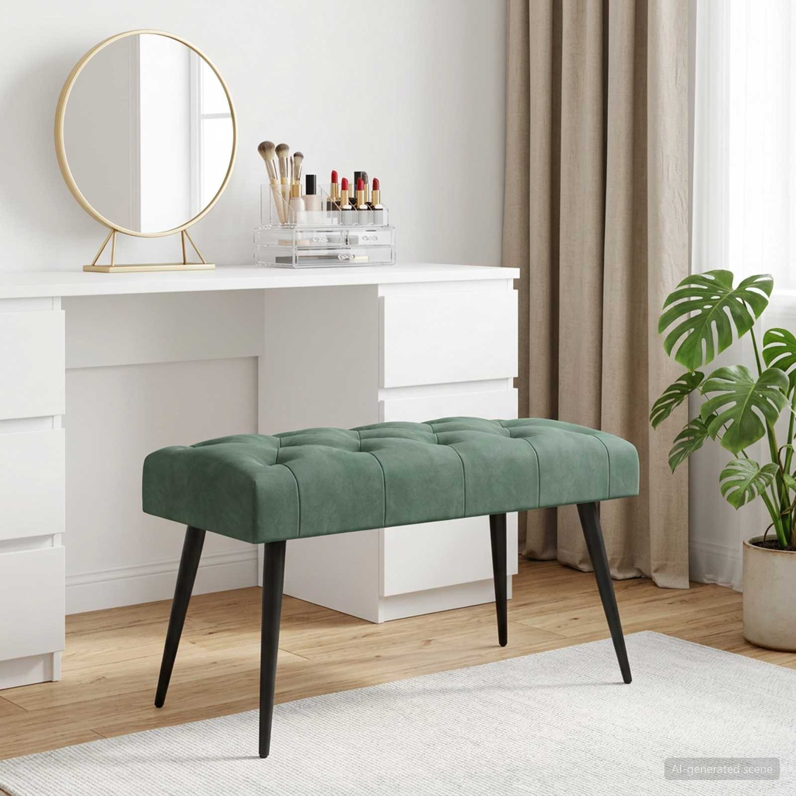 Bank met knoopverstelling Zeegroen 80 x 40 x 46 cm Fluweel