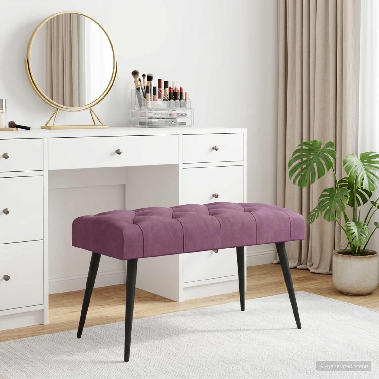 Bank met knoopverstelling Paars 80 x 40 x 46 cm Fluweel
