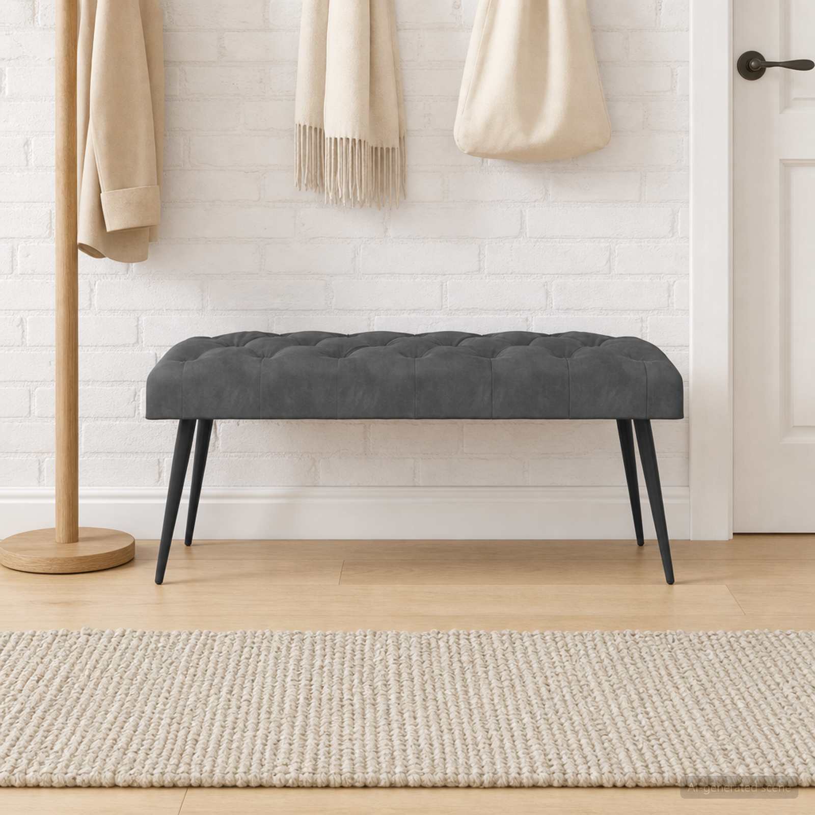 Bank met knoopverstelling Donkergrijs 110 x 40 x 46 cm Fluweel