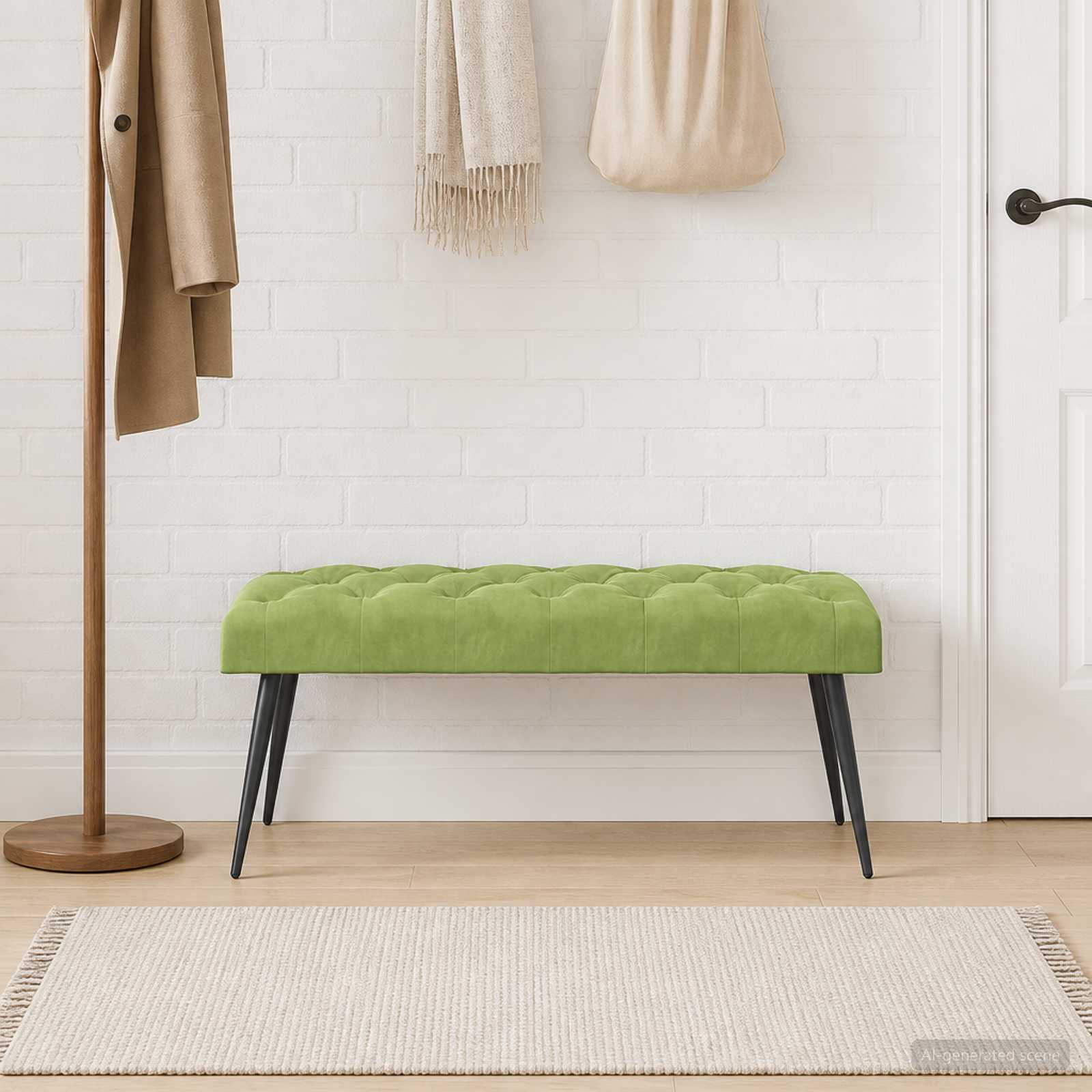 Bank met knoopverstelling Lichtgroen 110 x 40 x 46 cm Fluweel
