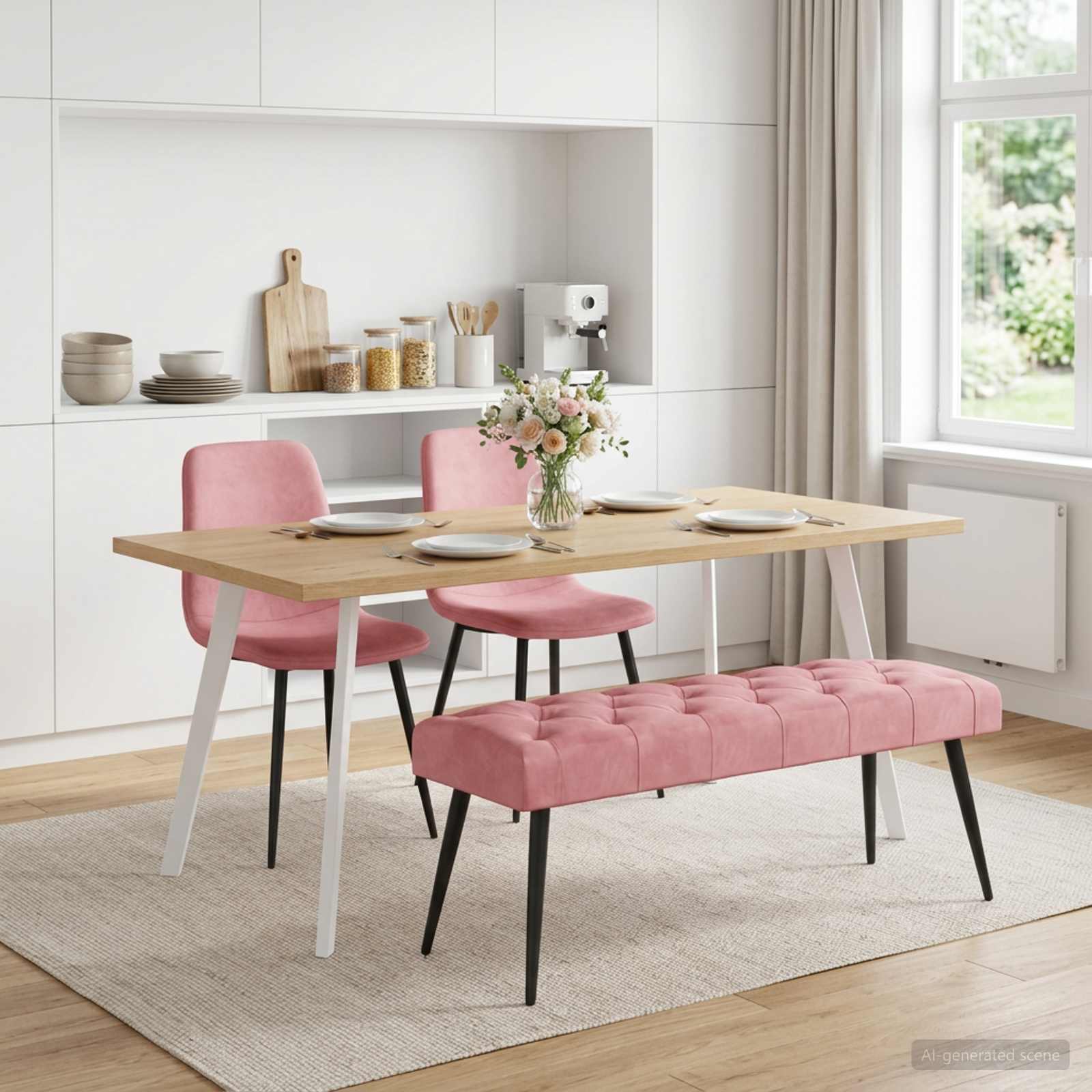 Bank met knoopverstelling Roze 110 x 40 x 46 cm Fluweel