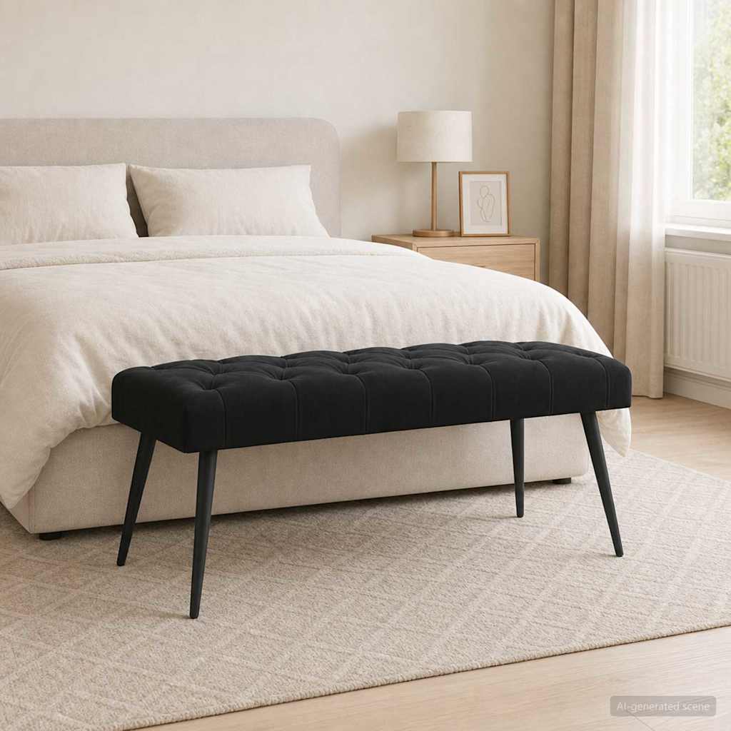 Bank met knoopverstelling Zwart 110 x 40 x 46 cm Fluweel