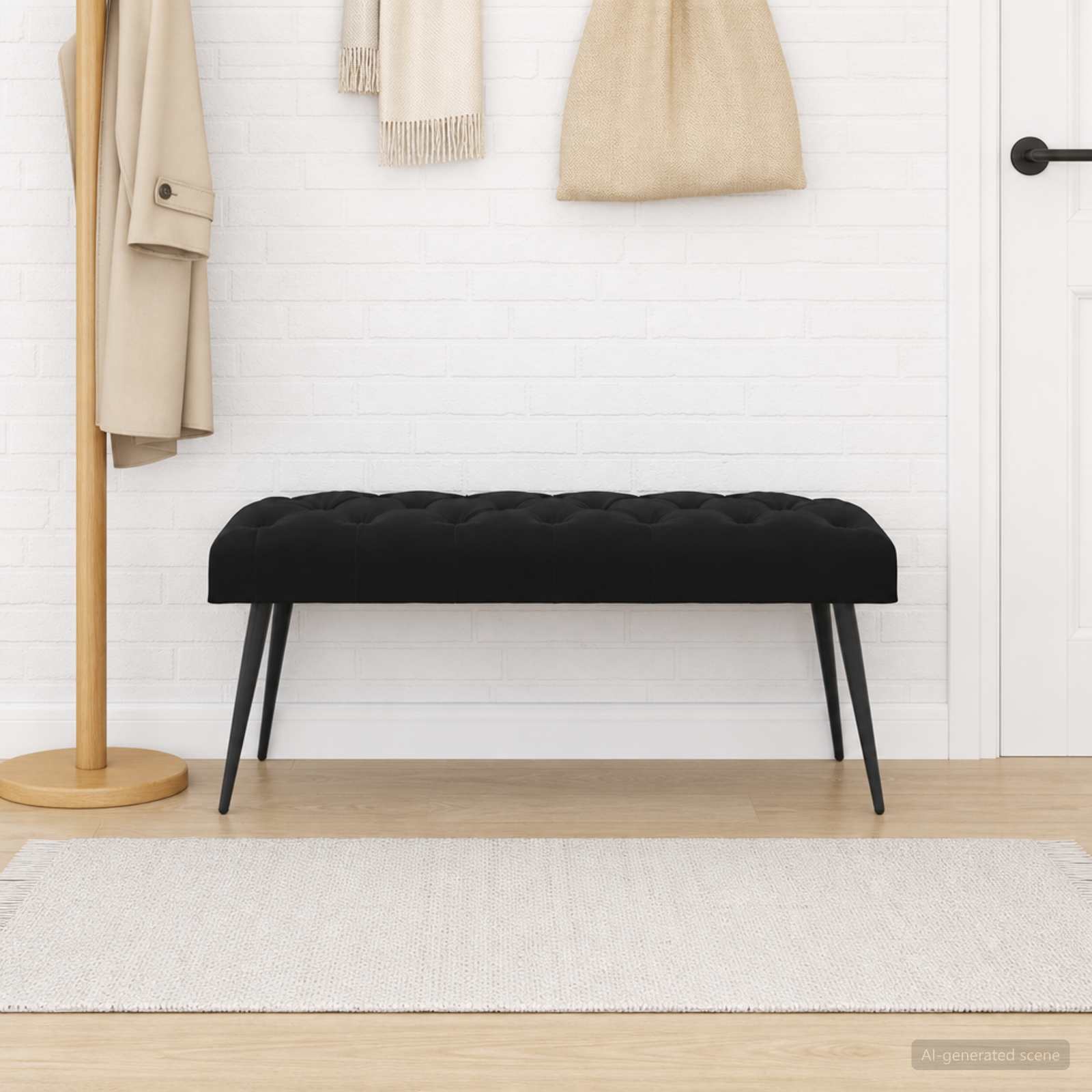 Bank met knoopverstelling Zwart 110 x 40 x 46 cm Fluweel